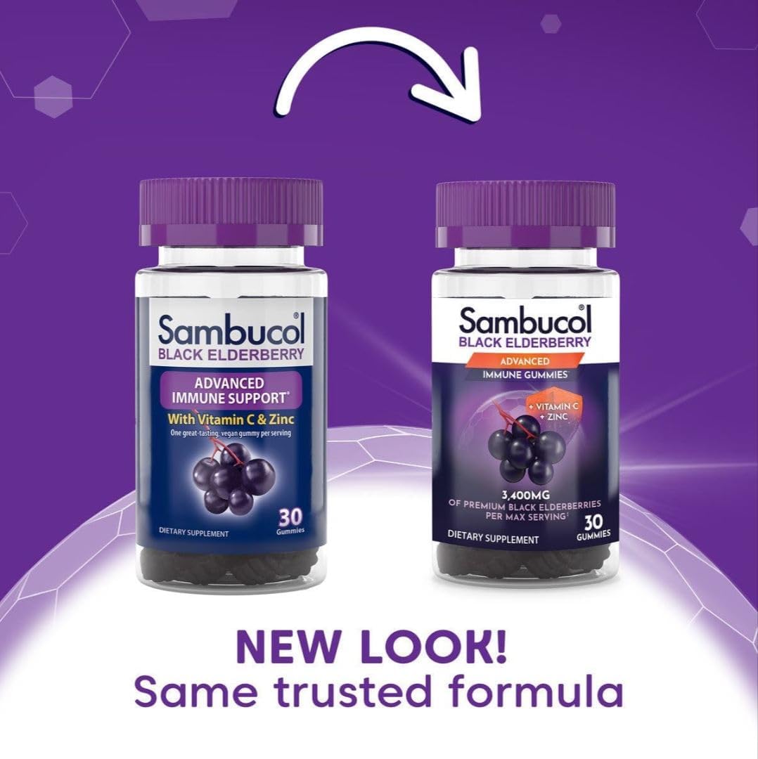 Sambucol Black Elderberry Gummies - Elderberry with Zinc and Vitamin C for Adults, Sambucus Elderberry Gummies, Immune Support Gummies - 30 Count - Concordia Style Boutique