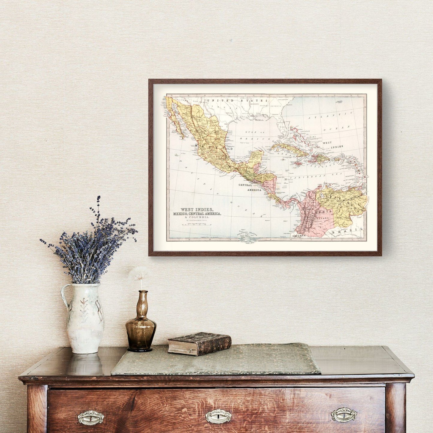 Vintage Map of West Indies, Mexico & Central America 1871