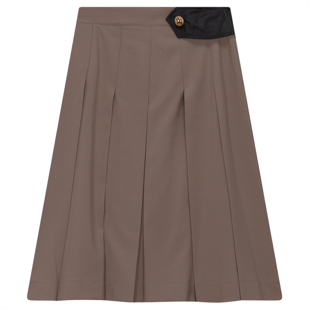 Pleated Skirt With Black Leather Tab - Concordia Style Boutique