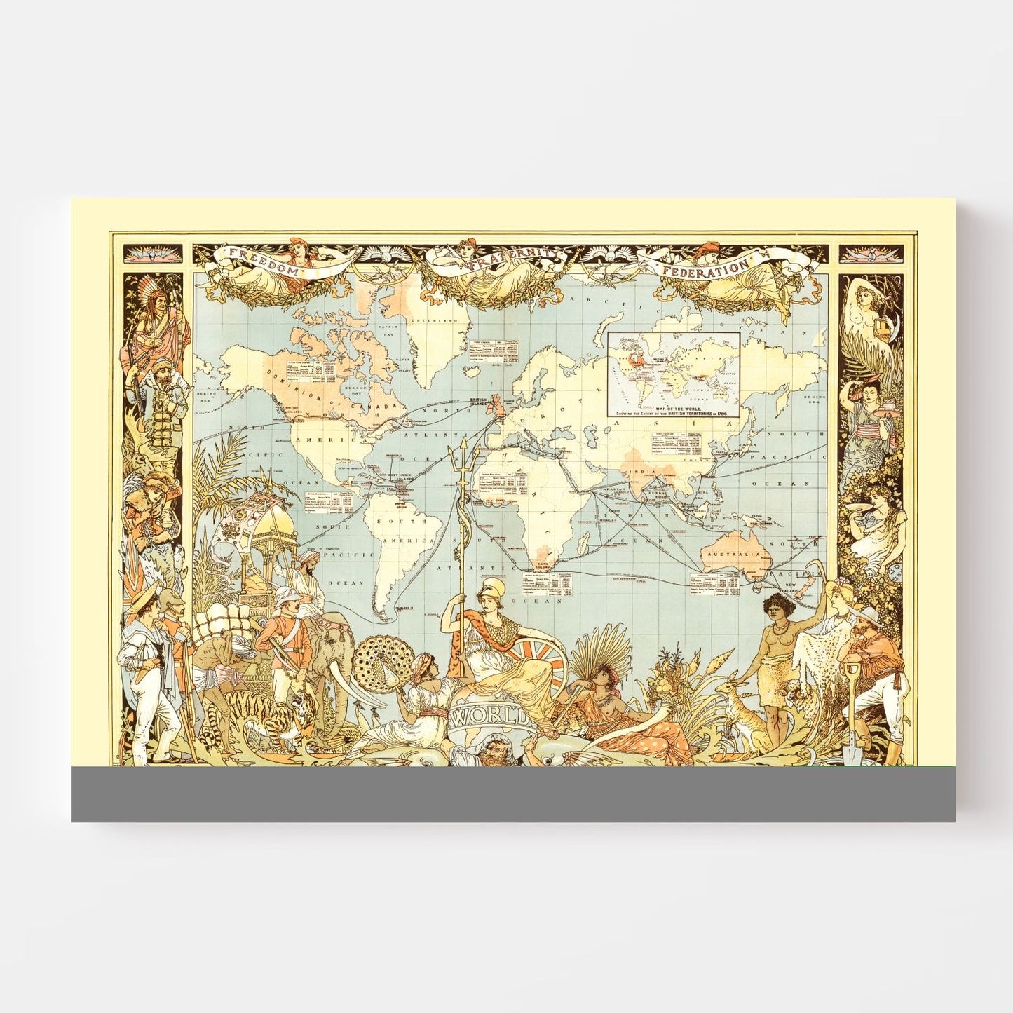 Vintage World Map 1886