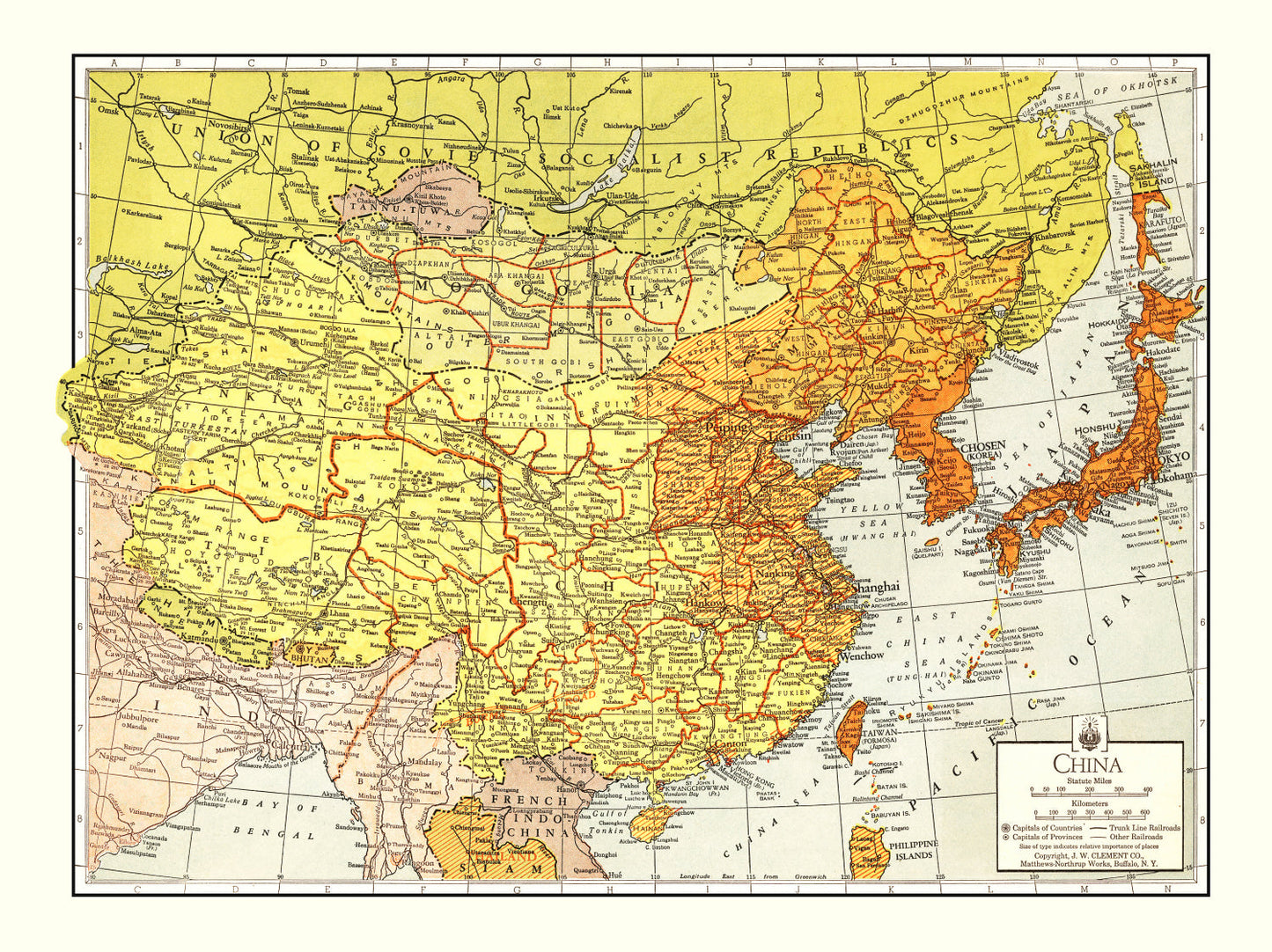 Vintage Map of China 1943 - Concordia Style Boutique