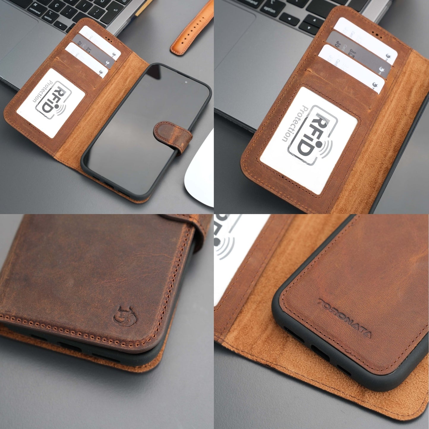Casper Leather iPhone 15 Wallet Case | Detachable MagSafe Compatible RFID Protection - Concordia Style Boutique