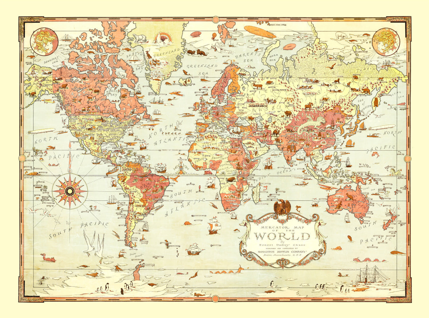 Vintage Mercator Map of the World 1931