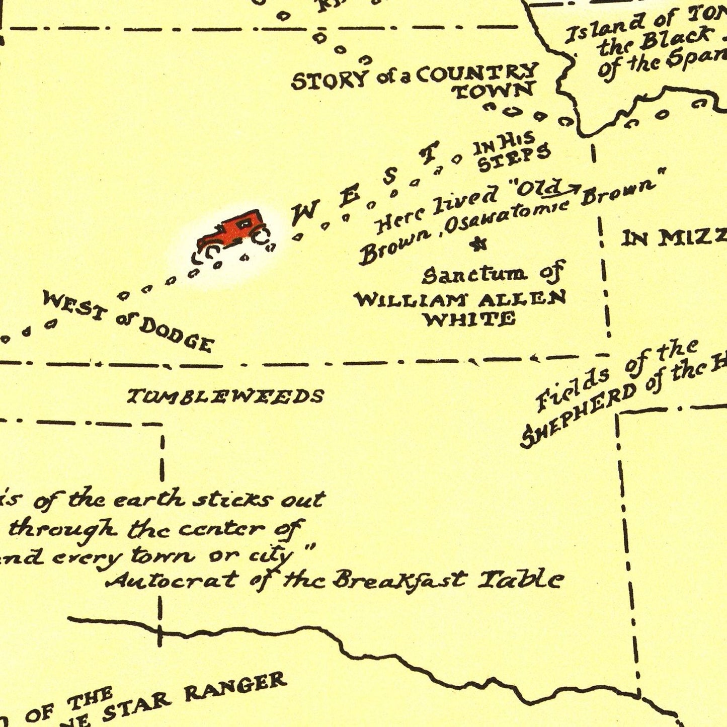 Vintage Book Lovers Map of America 1926