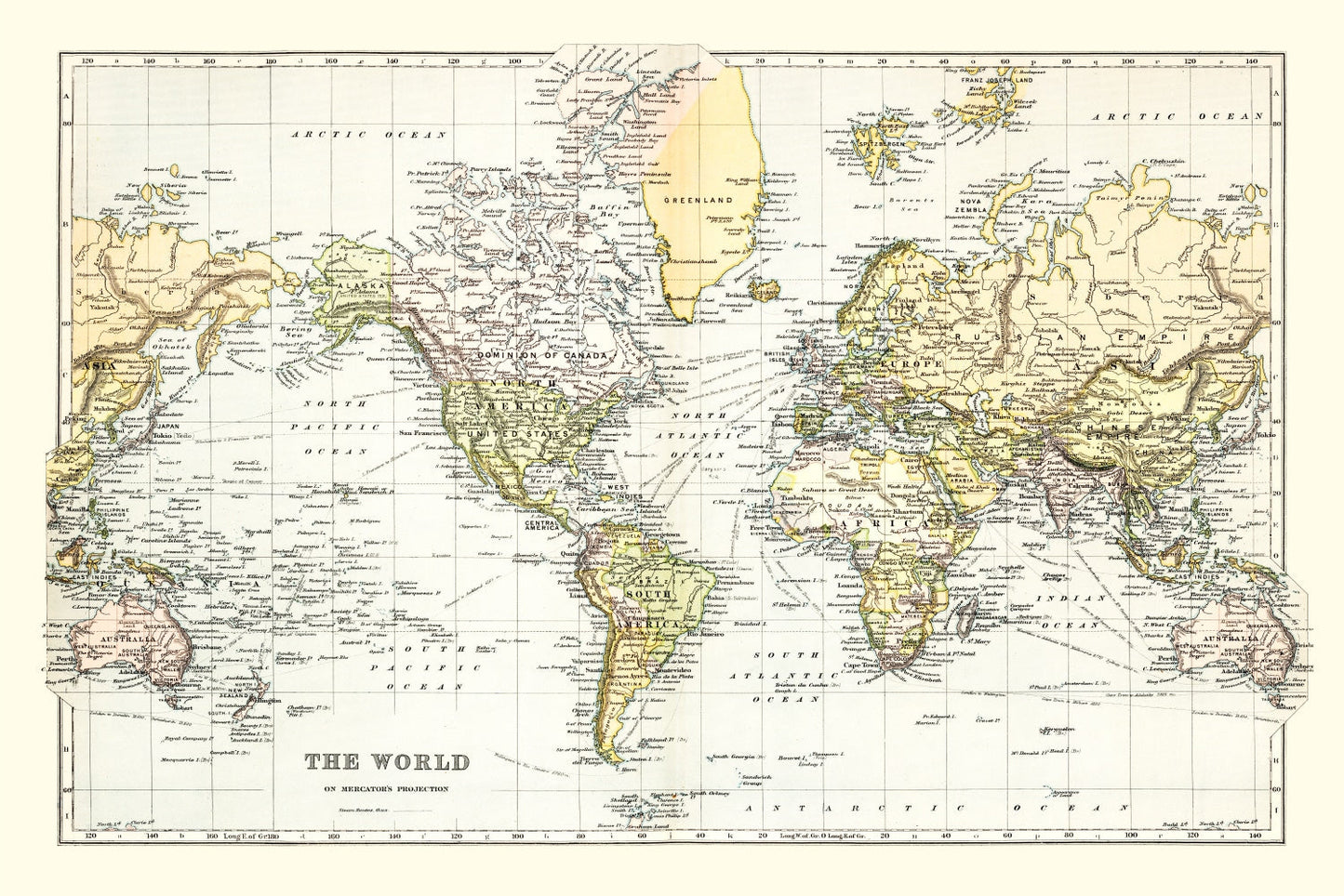 Vintage Map of the World 1892