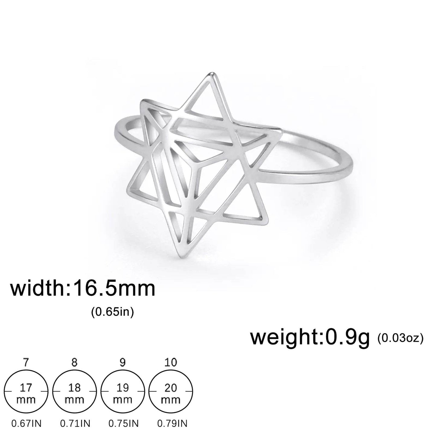 Six-Pointed Star Inlaid Stainless Steel Ring - Concordia Style Boutique