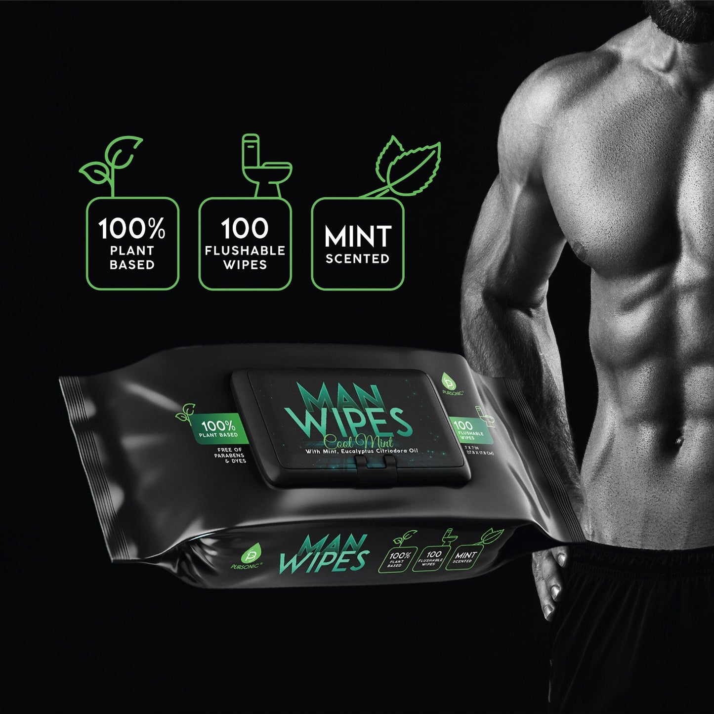 12 Pack of Flushable Man Wipes (1200 Mint Scented Wipes) - Concordia Style Boutique