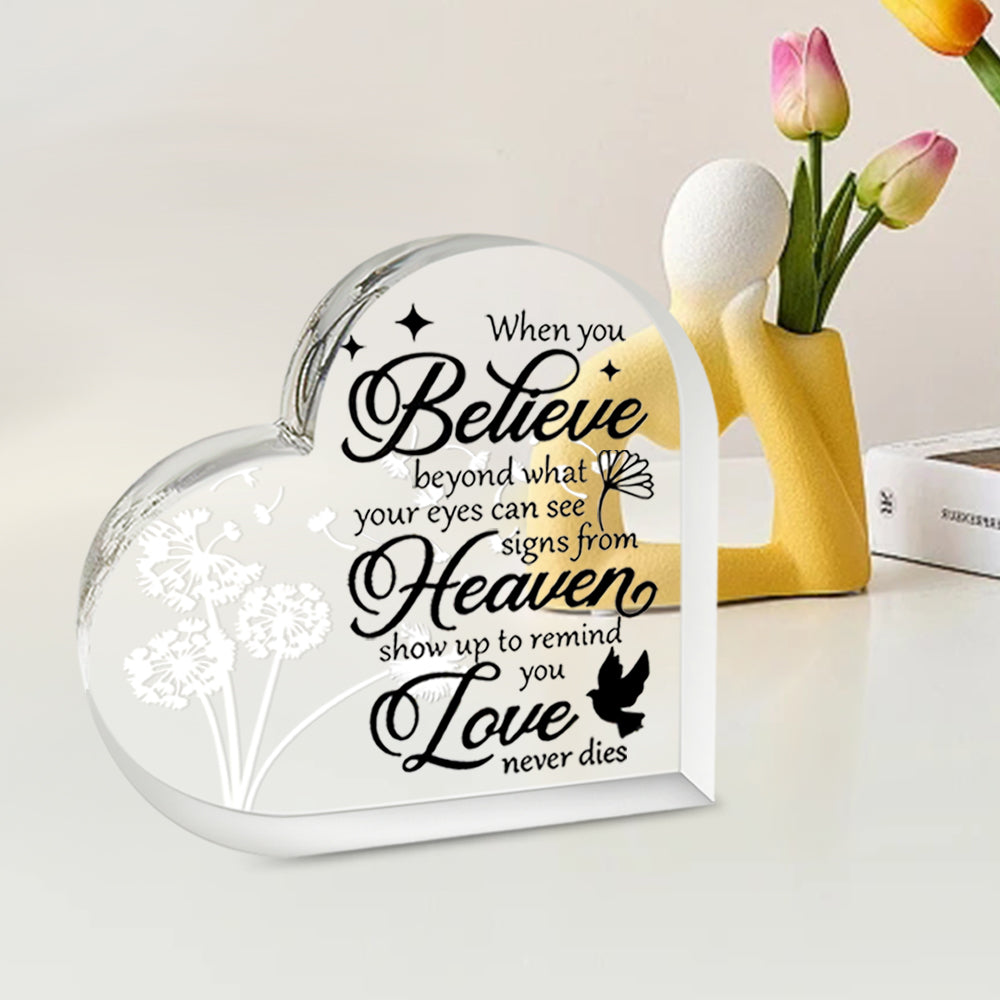 Acrylic Memorial Heart - When You Believe - Concordia Style Boutique