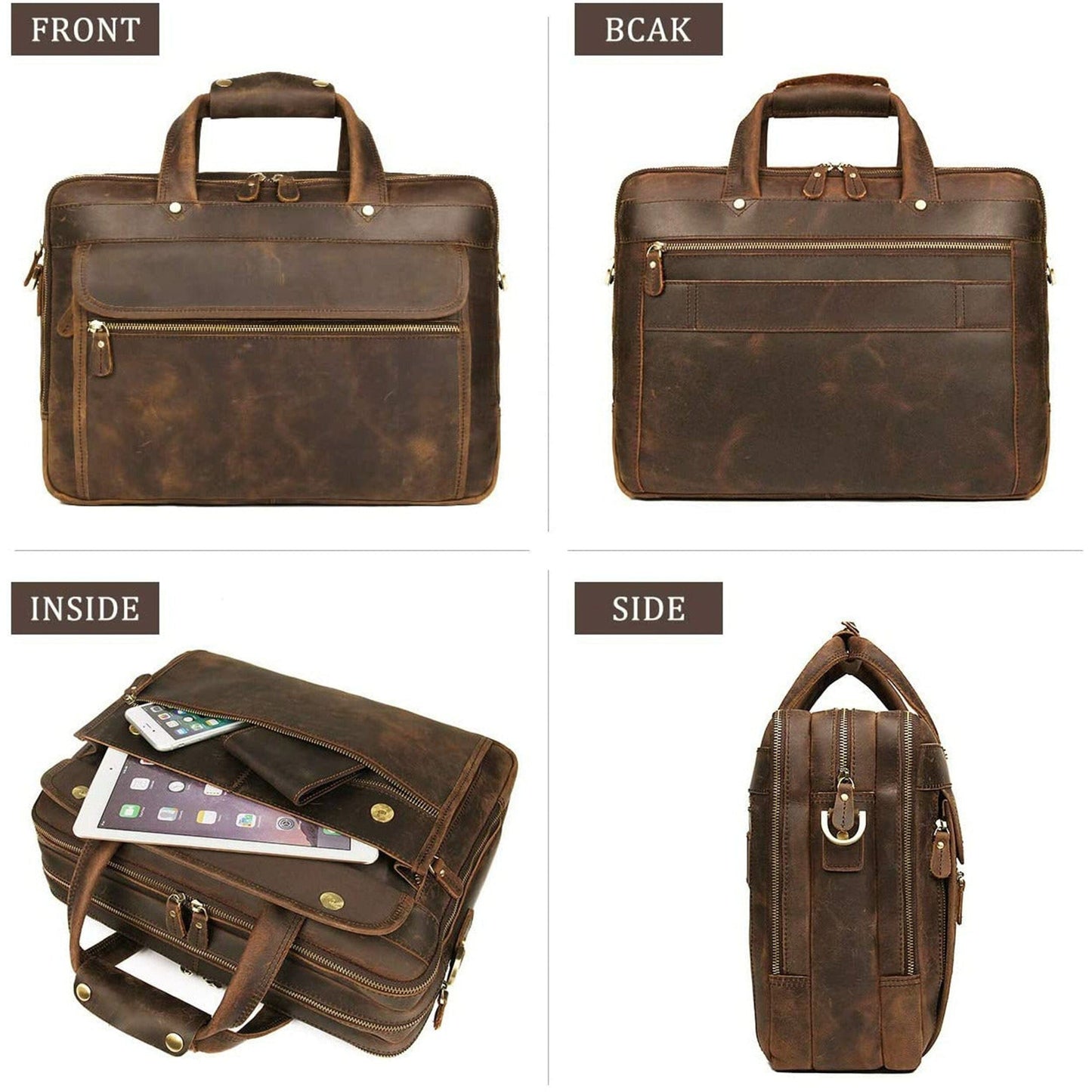 Crazy Horse Leather Briefcase - Concordia Style Boutique