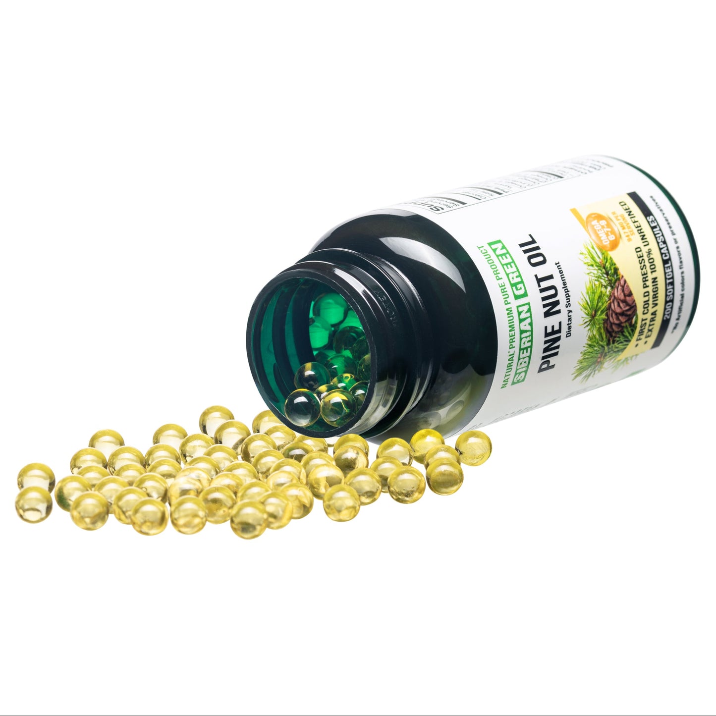Siberian Green Pine Nut Oil Capsules – 200 Softgels - Concordia Style Boutique