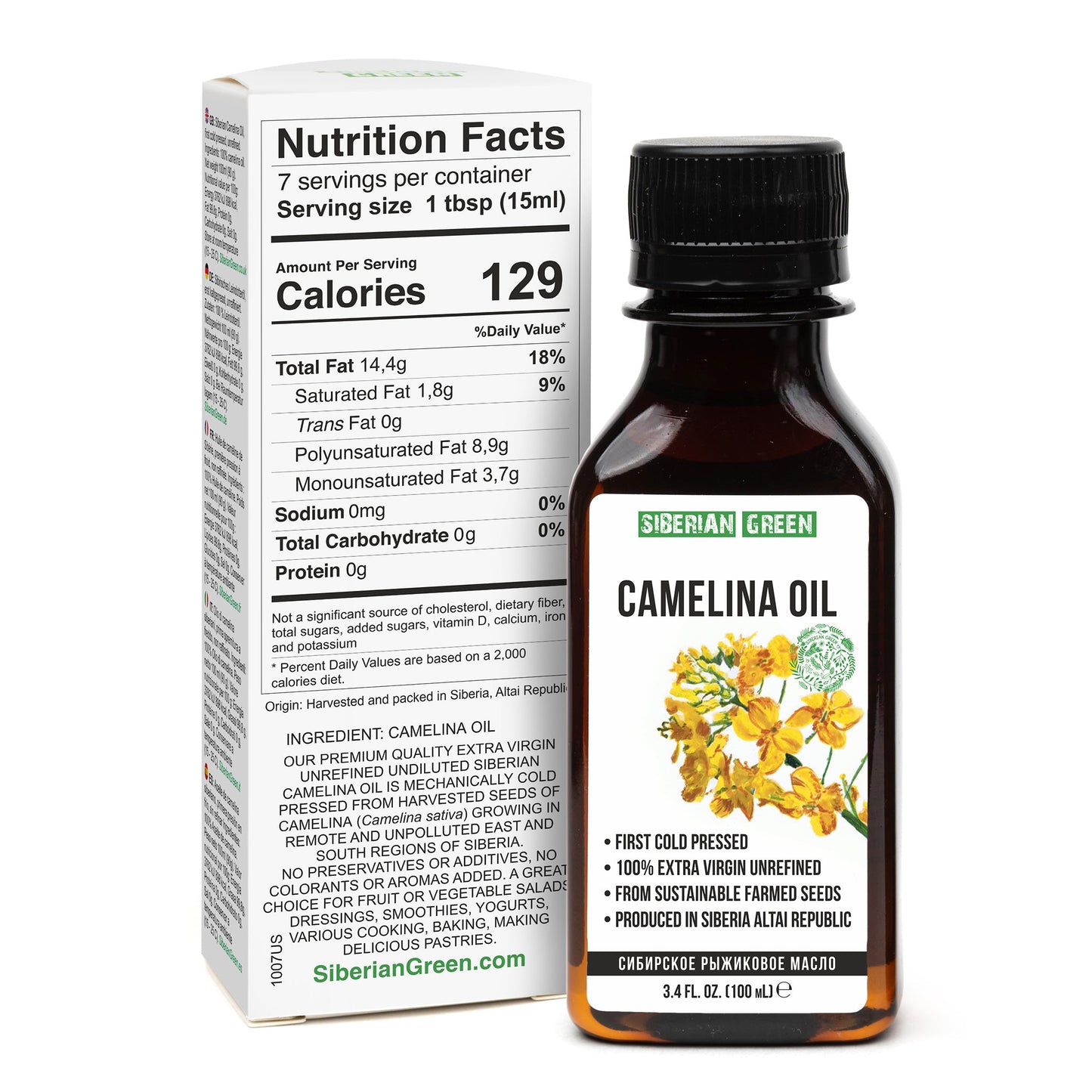 Siberian Camelina Oil | Extra Virgin Cold Pressed 100 ml | Premium Omega-3 - Concordia Style Boutique