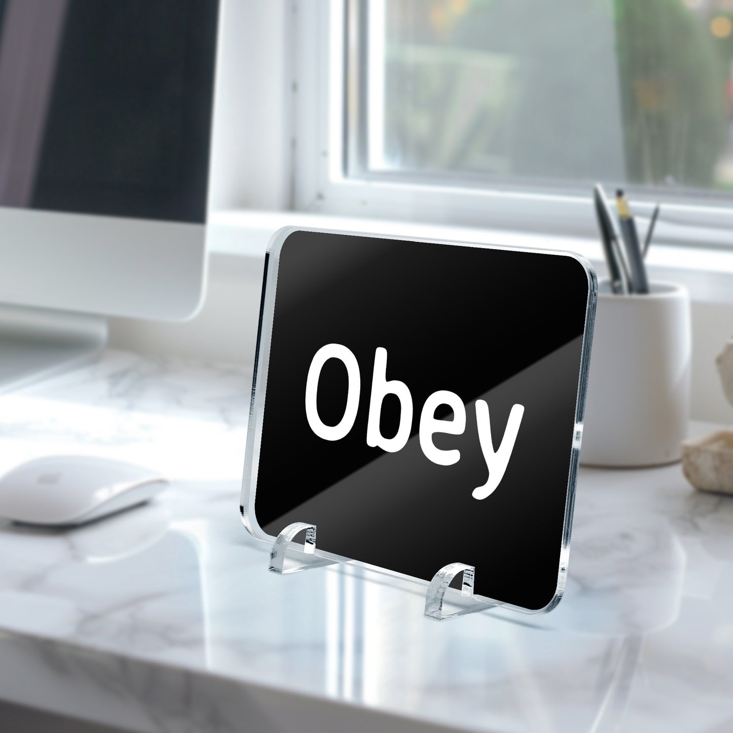Acrylic Plaque with Stand - "Obey" - Premium Acrylic Plaque from Concordia Style Boutique - Just $12.75! Shop now at Concordia Style Boutique