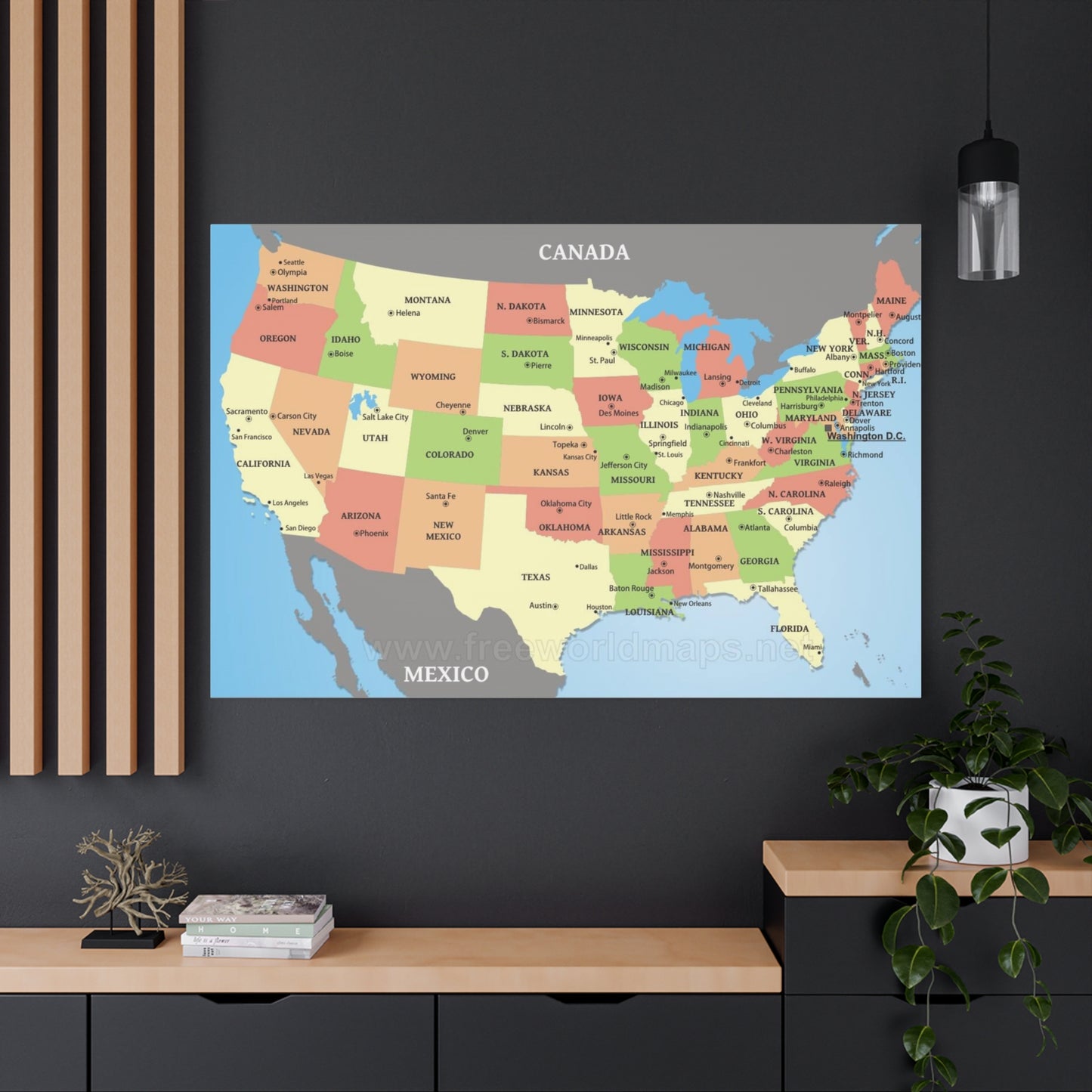 USA State Map Canvas Art - Matte Stretched Wall Decor - Premium Canvas from Concordia Style Boutique - Just $386.03! Shop now at Concordia Style Boutique