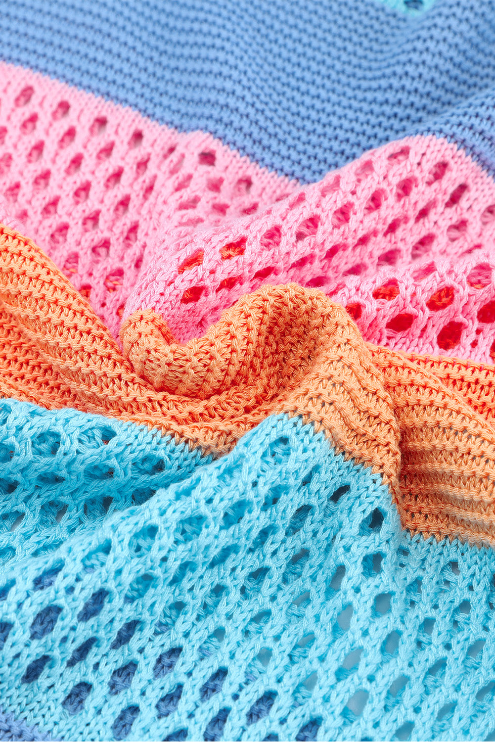 April Knitted Eyelet Colorblock Striped Half Sleeves Top - Concordia Style Boutique