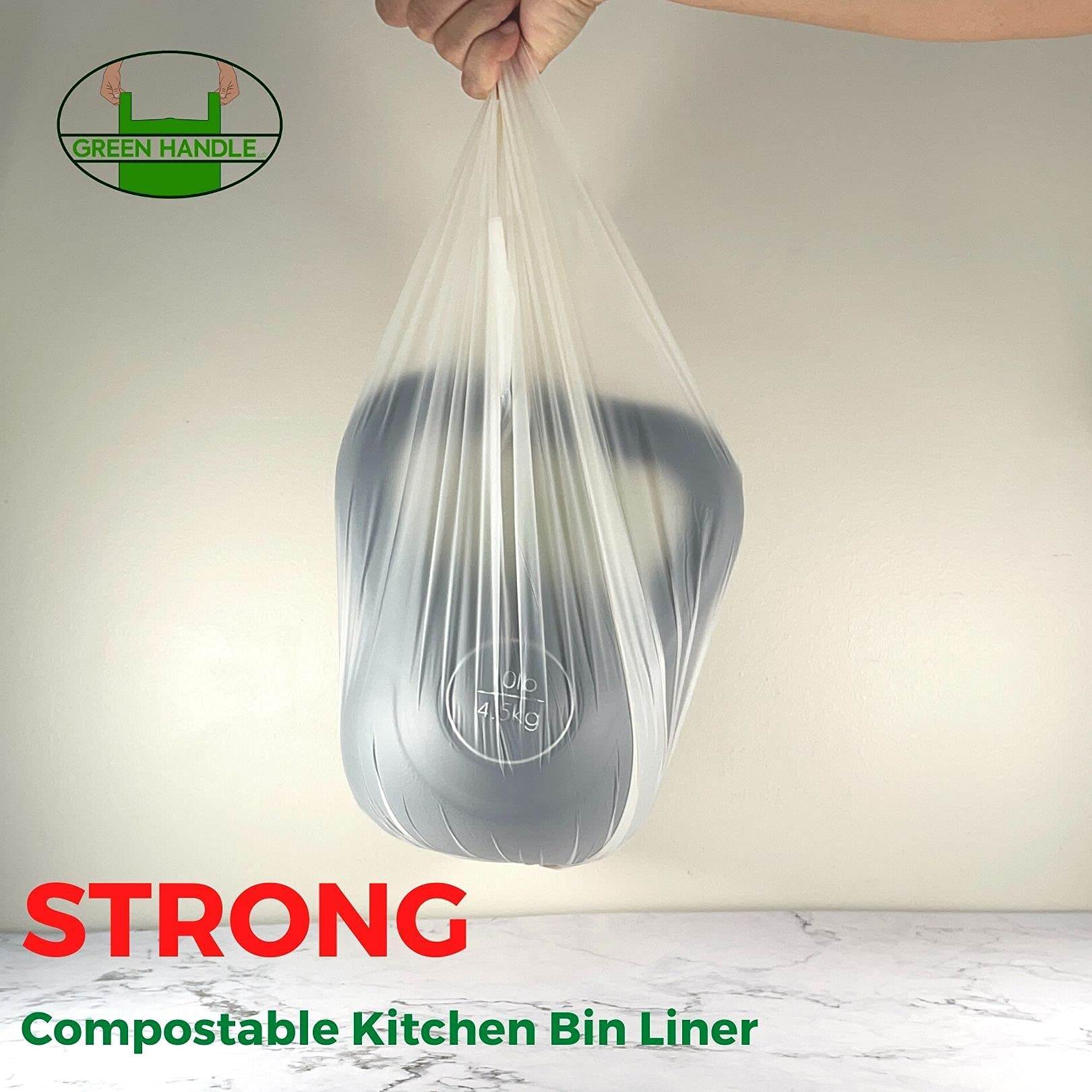 BPI certified 3 Gallon Compostable with Handle and Tie Kitchen Compost Bin Liner / Trash Bag - Concordia Style Boutique