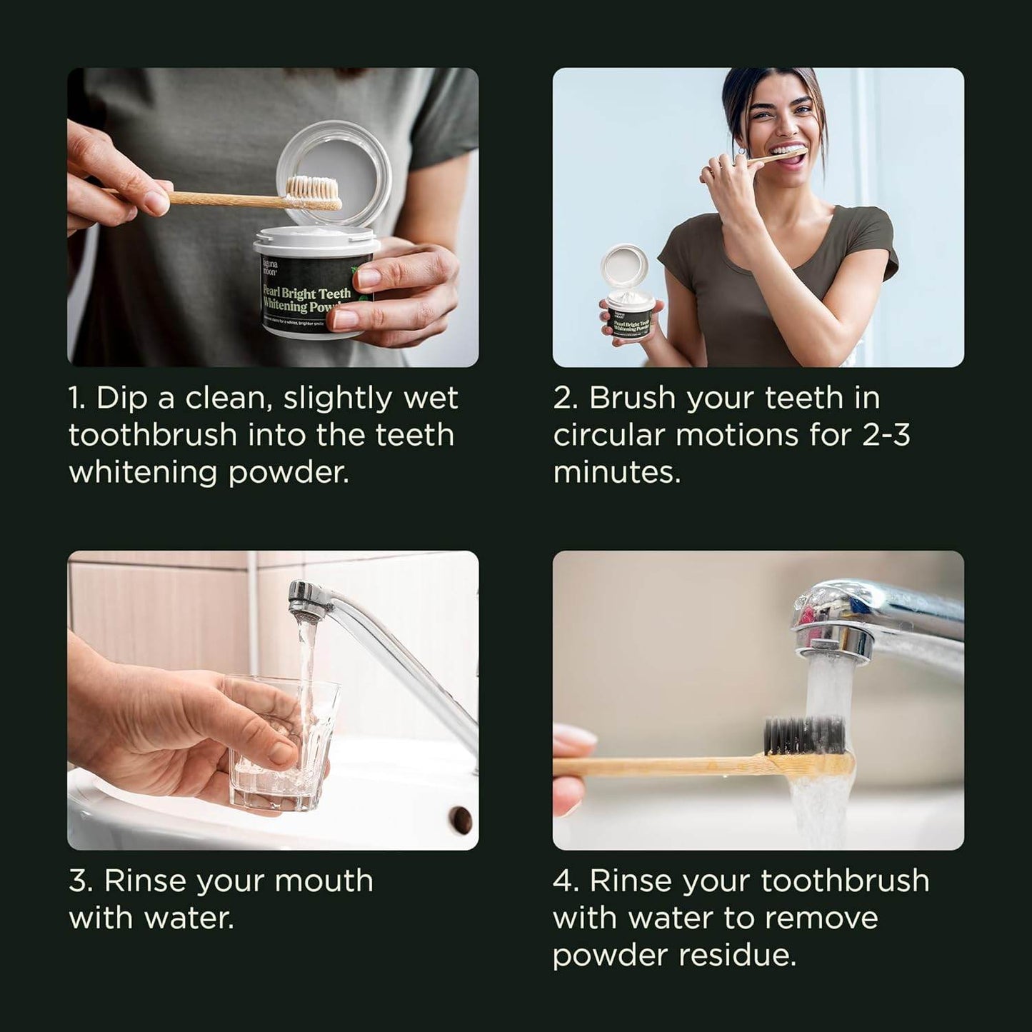 Teeth Whitening Powder, 50 g Bright Pearl Spearmint Flavor and Charcoal - Natural Teeth Whitening, Teeth Polish & Teeth Stain Remover - Alternative to Toothpaste, Tooth Powder for Sensitive Teeth & Freshens Breath - Concordia Style Boutique