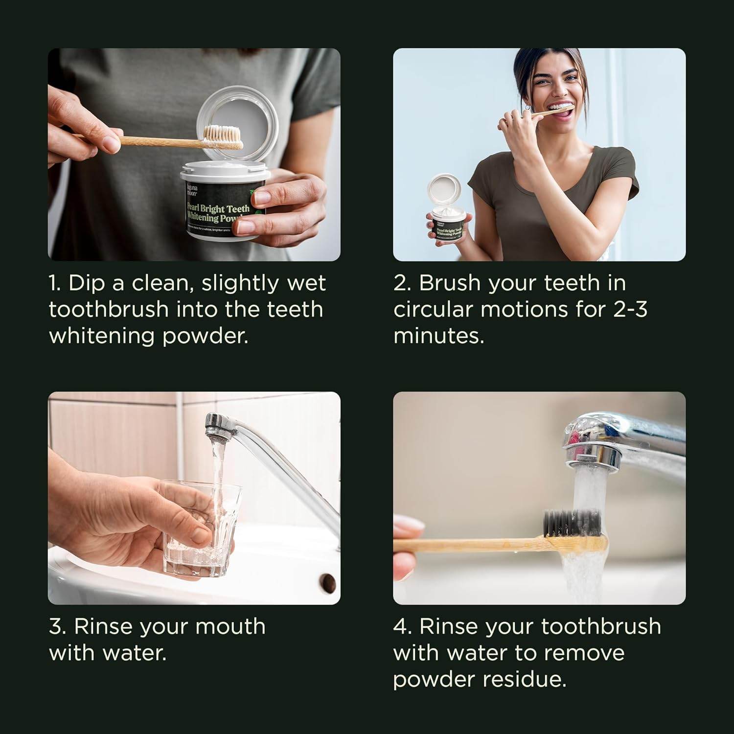 Teeth Whitening Powder, 50 g Bright Pearl Spearmint Flavor and Charcoal - Natural Teeth Whitening, Teeth Polish & Teeth Stain Remover - Alternative to Toothpaste, Tooth Powder for Sensitive Teeth & Freshens Breath - Concordia Style Boutique