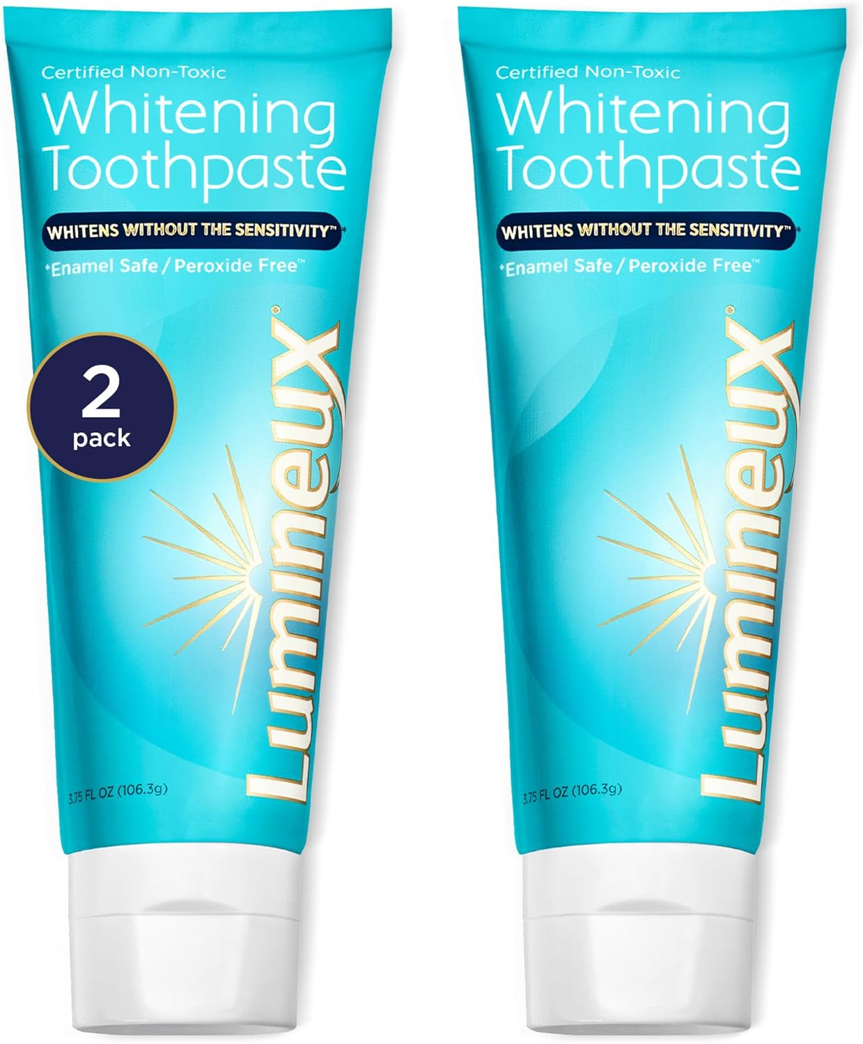 Lumineux Teeth Whitening Toothpaste - 2 Pack - Peroxide Free - Enamel Safe for Sensitive Whiter Teeth - Certified Non-Toxic, Fluoride Free, No Alcohol, Artificial Colors, SLS Free Dentist Formulated - 3.75 Oz - Concordia Style Boutique