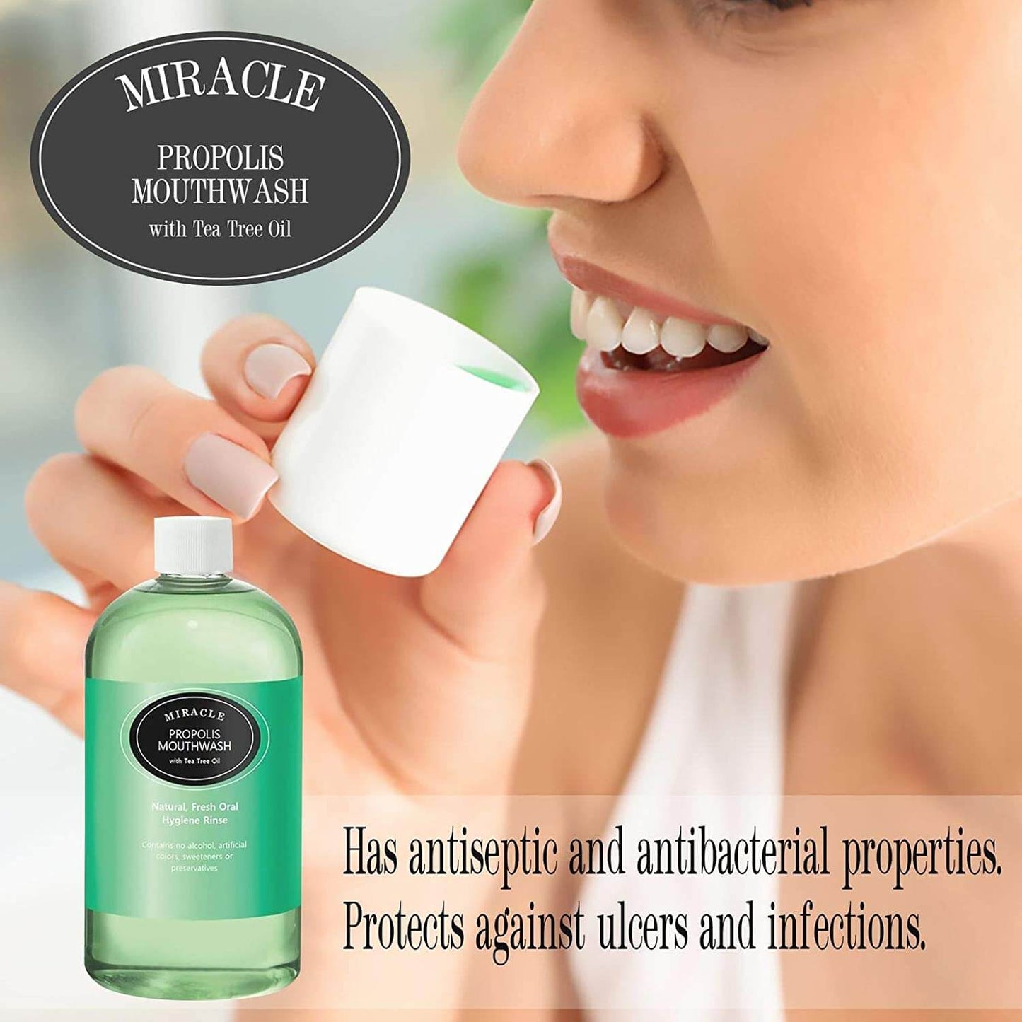16 oz Miracle Propolis Mouth Wash with Tea Tree Oil, Natural