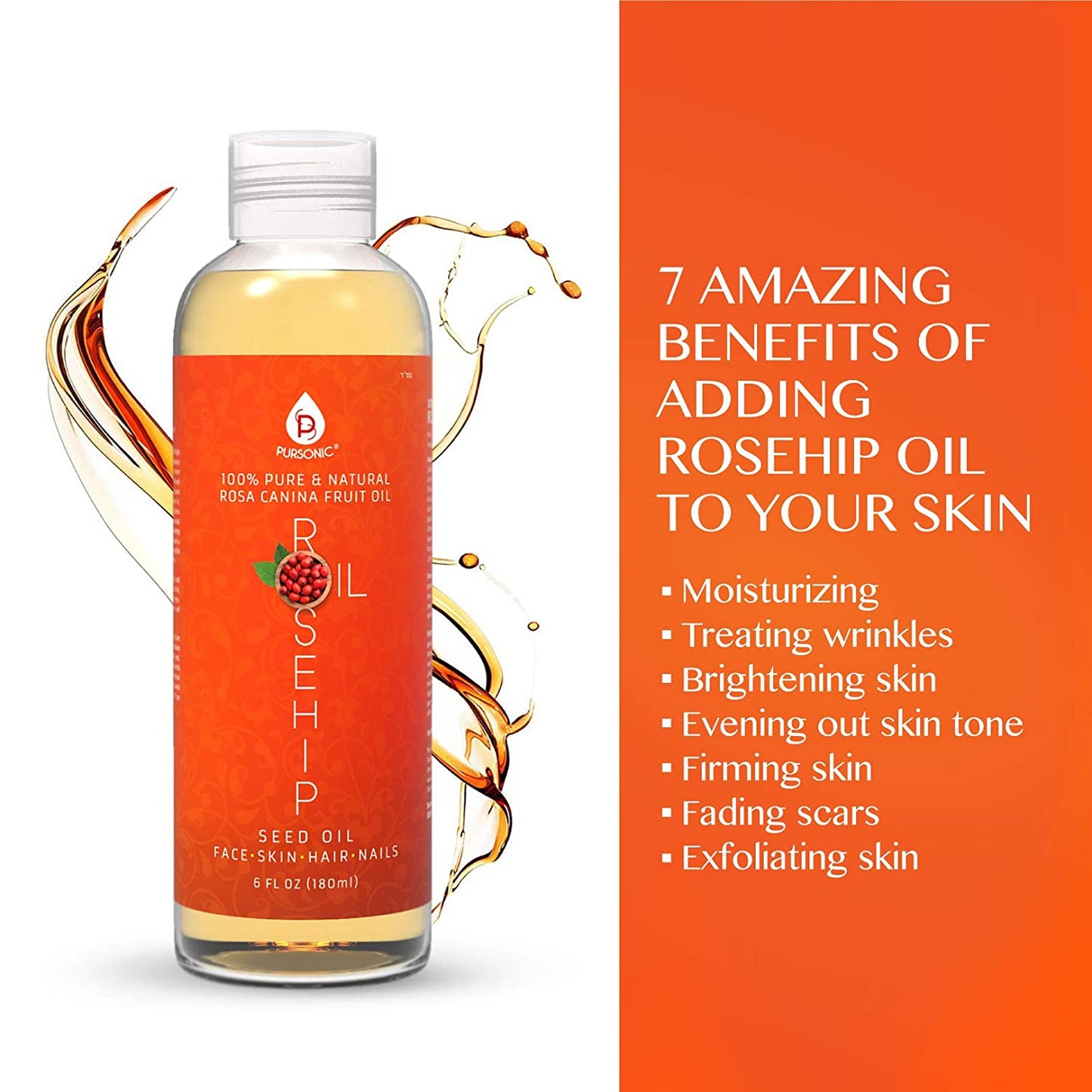 100% Pure & Natural Cold Pressed Premium Rosehip Seed Oil 6 Oz - Concordia Style Boutique