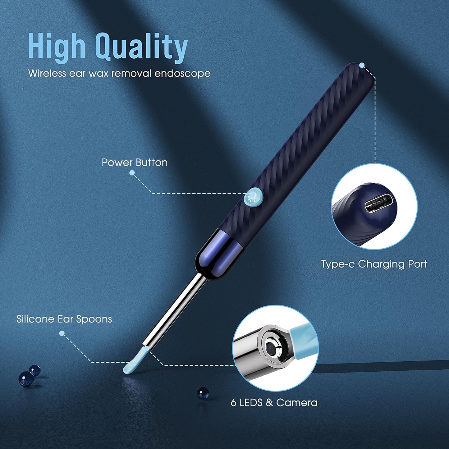 Ear Wax Removal - Earwax Remover Tool with 8 Pcs Ear Set - Ear Canal Cleaner with 1080P Camera - FSA HSA Eligible - Ear Cleaning Kit with 6 Ear Spoon - Ear Camera for iOS & Android