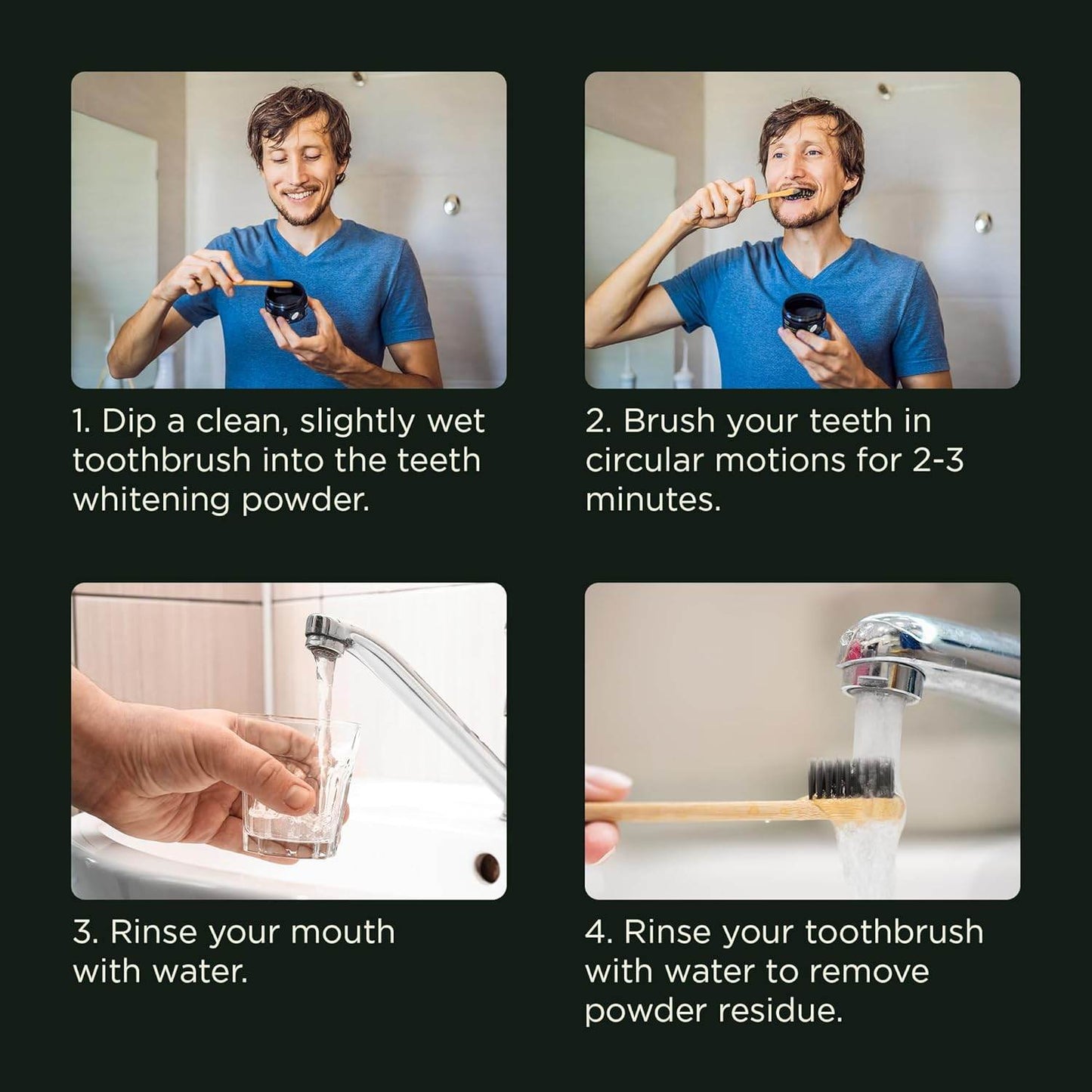 Teeth Whitening Powder, 50 g Bright Pearl Spearmint Flavor and Charcoal - Natural Teeth Whitening, Teeth Polish & Teeth Stain Remover - Alternative to Toothpaste, Tooth Powder for Sensitive Teeth & Freshens Breath - Concordia Style Boutique