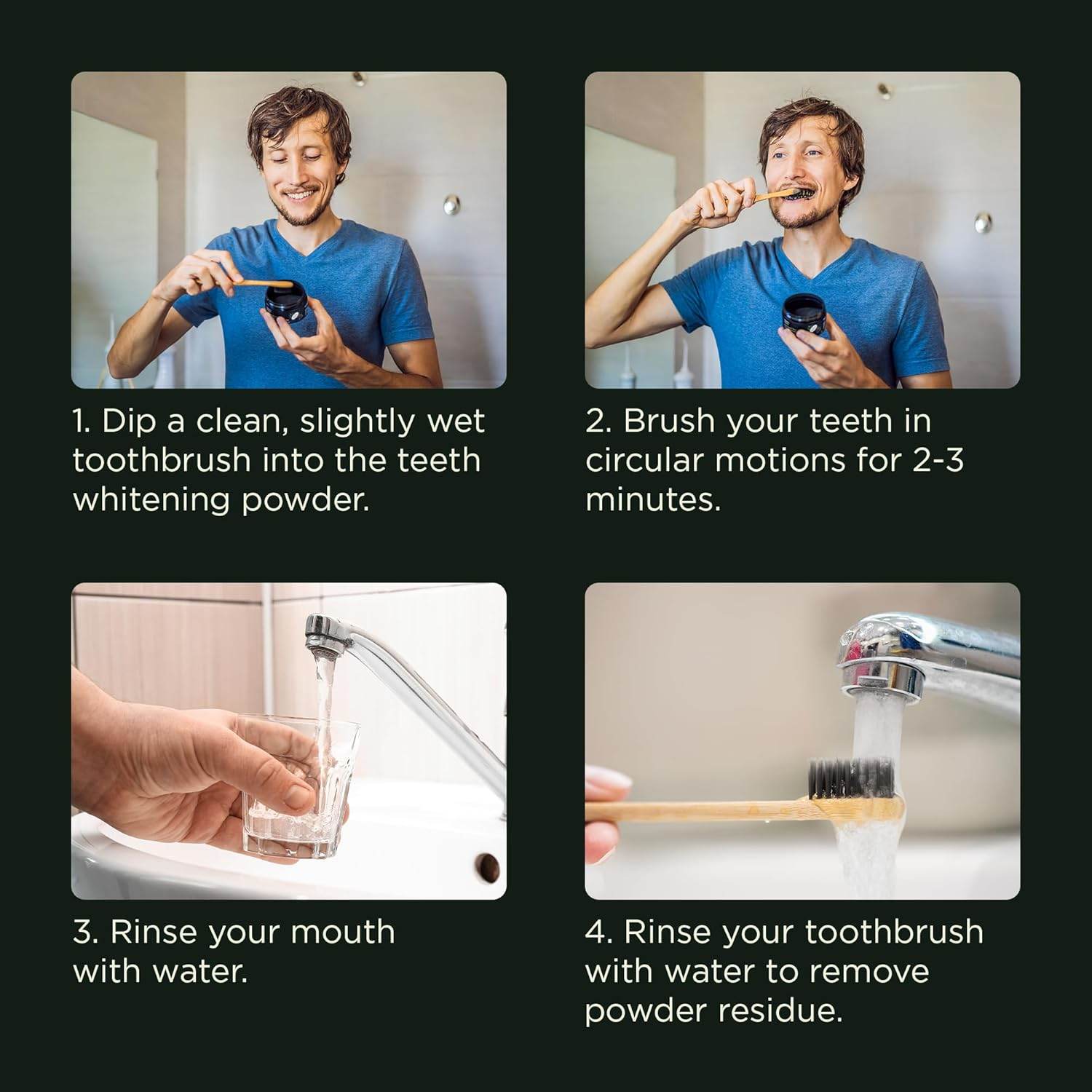 Teeth Whitening Powder, 50 g Bright Pearl Spearmint Flavor and Charcoal - Natural Teeth Whitening, Teeth Polish & Teeth Stain Remover - Alternative to Toothpaste, Tooth Powder for Sensitive Teeth & Freshens Breath - Concordia Style Boutique