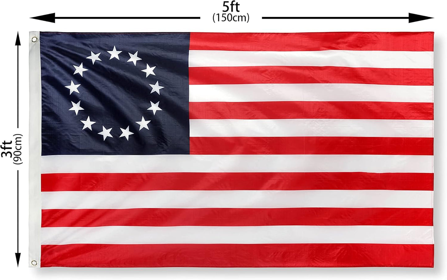 DANF Betsy Ross Flag 3x5ft - 100D Thicker Polyester - July 4th Independence Day 13 Stars American USA America Historical Flags Double Sided Canvas Header with Brass Grommets Indoor & Outdoor Use - Concordia Style Boutique