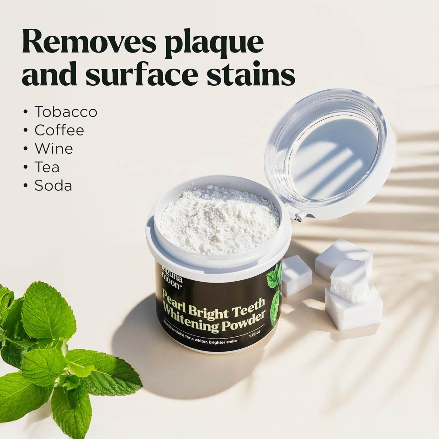 Teeth Whitening Powder, 50 g Bright Pearl Spearmint Flavor and Charcoal - Natural Teeth Whitening, Teeth Polish & Teeth Stain Remover - Alternative to Toothpaste, Tooth Powder for Sensitive Teeth & Freshens Breath - Concordia Style Boutique