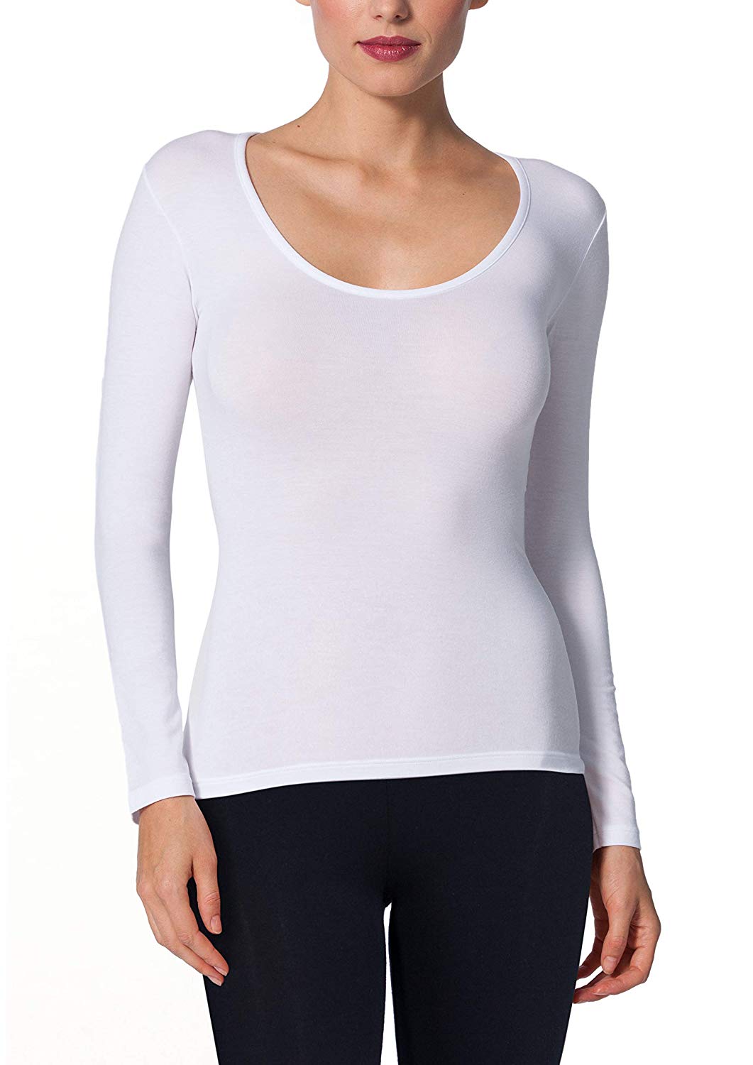 EGI Luxury Modal Women's Long Sleeved T-Shirt. Proudly Made in Italy (Deep Crew Neck).