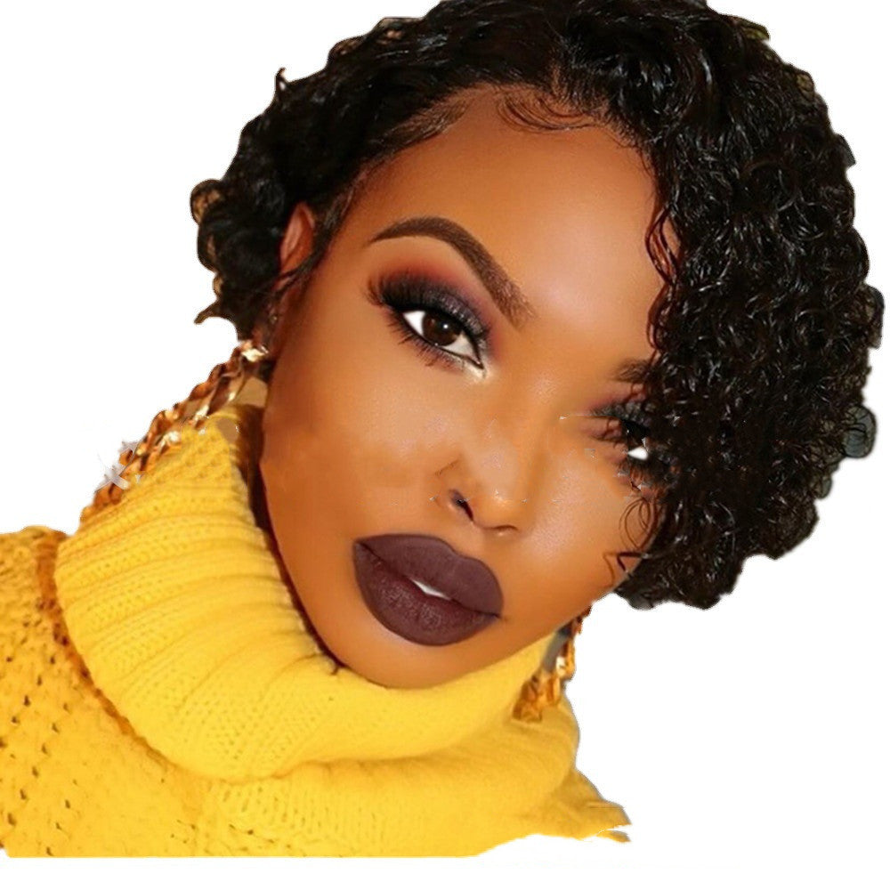 Natural Short Lace Wig Bob Wig - Curly Elf Cut - Transparent Head - Circumference 56 cm - Concordia Style Boutique
