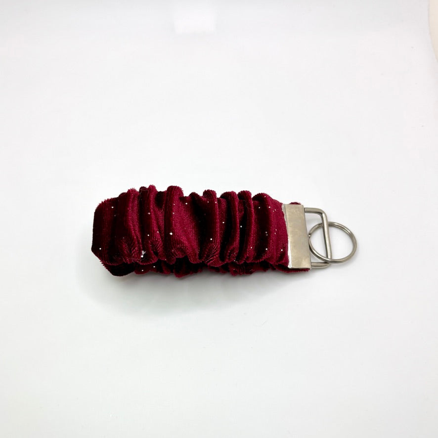 Burgundy Sparkle Velvet Scrunchie Wristlet