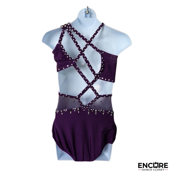 Deep Plum Strappy Rhinestone Leotard