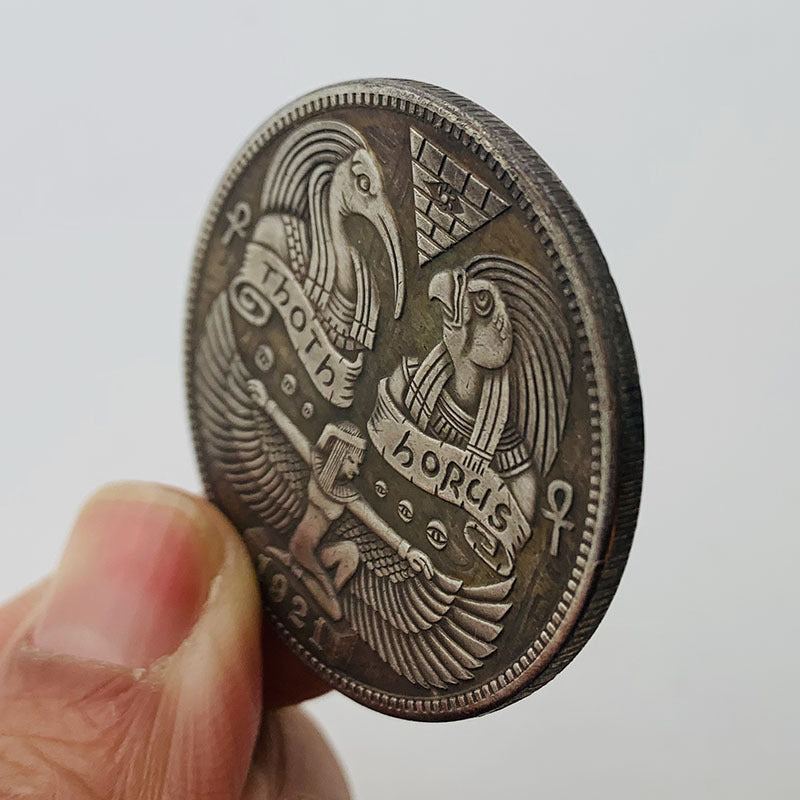 American Eagle/ Toth/ Horus/ Pyramid Brass Novelty Coin - Concordia Style Boutique