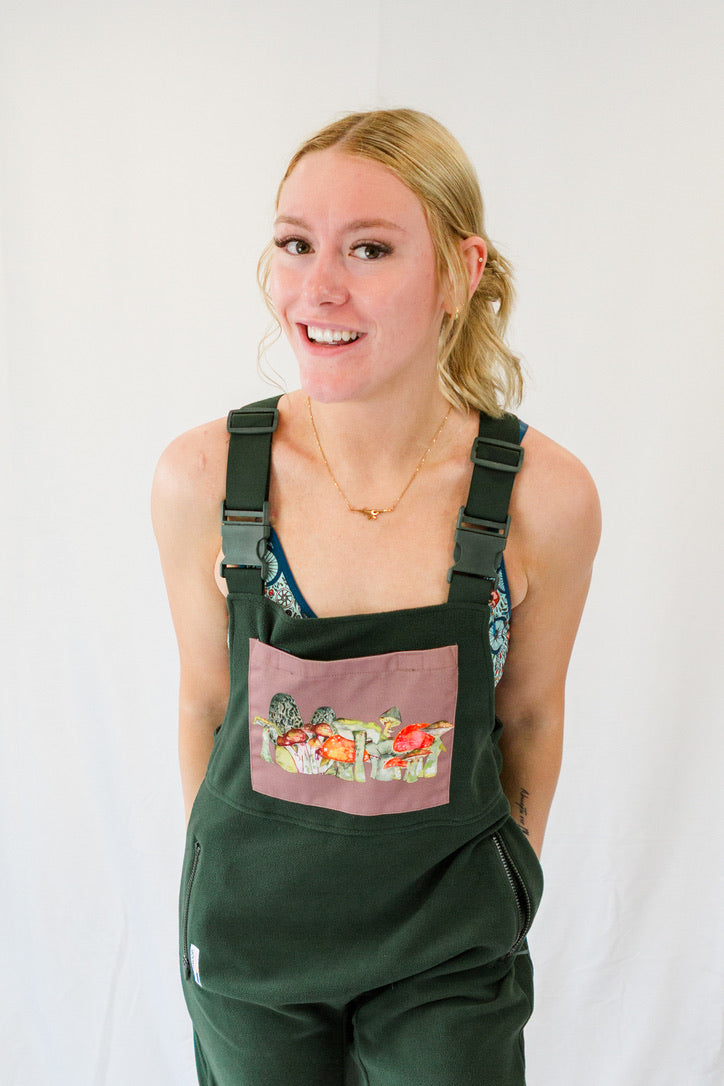 Mushroom Medley Fleece Overalls
