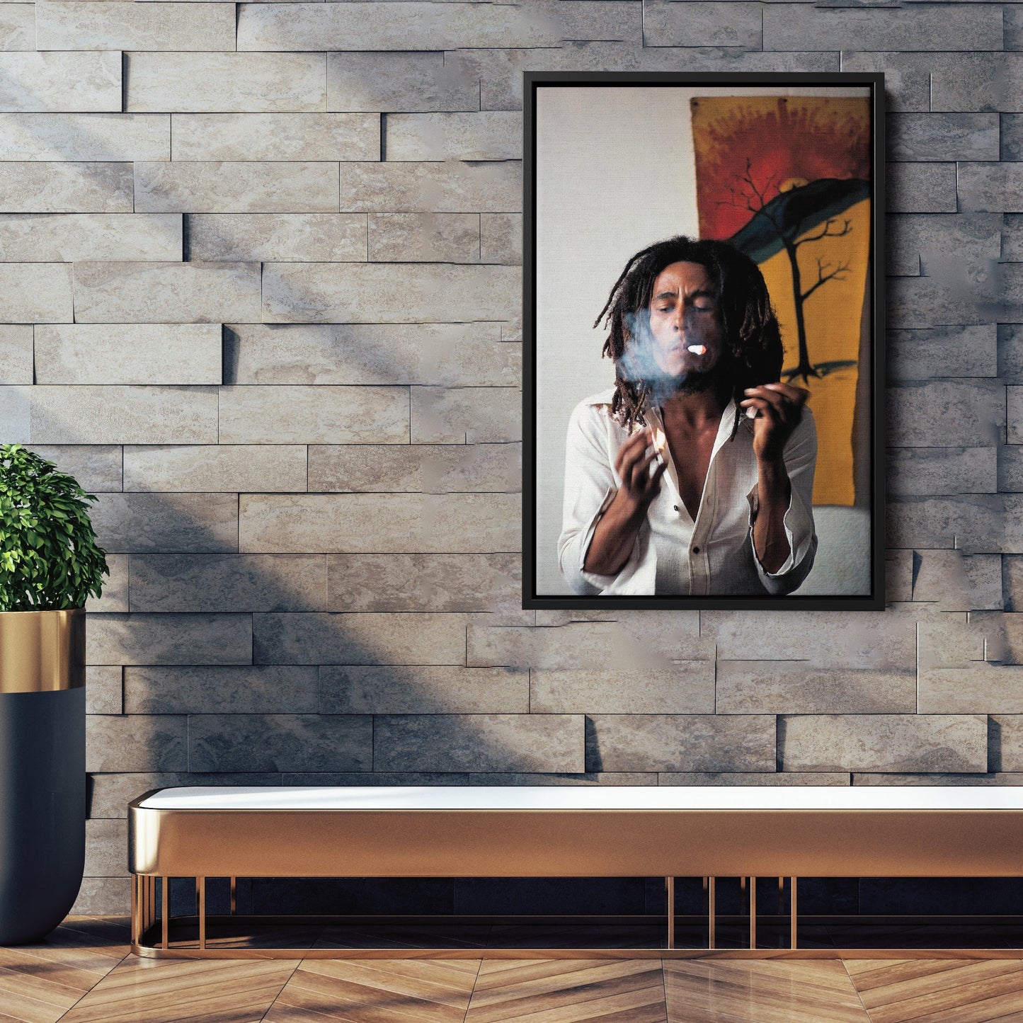 Bob Marley Smoking Canvas – Reggae Wall Art for Home Decor