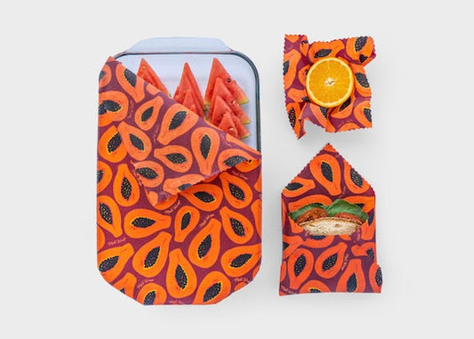 Beeswax Food Wrap - Purple Papaya Print - Concordia Style Boutique
