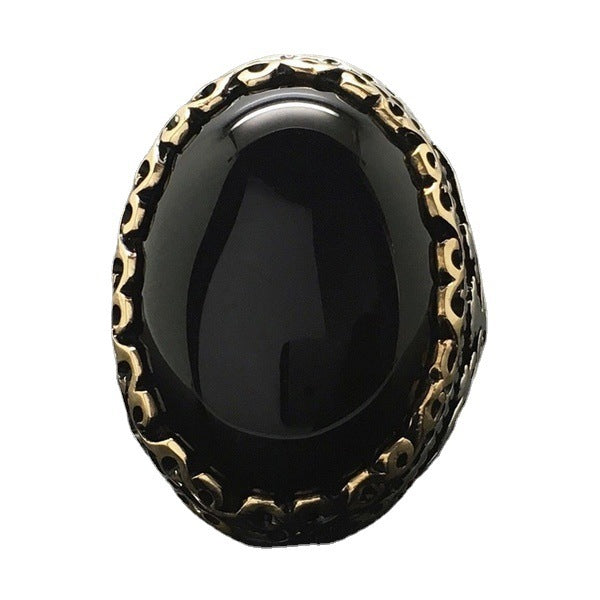 Thai Silver and Black Zircon Plated Ring with Goose Egg Color Separation