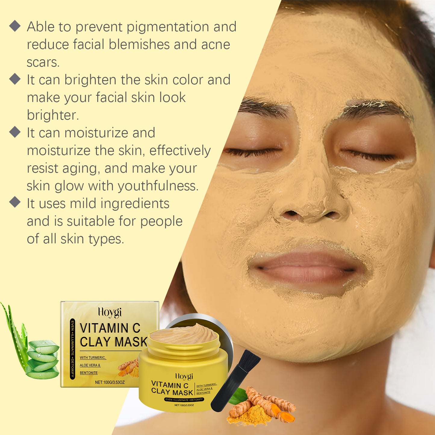 Hoygi Vitamin C Turmeric Mud Mask - Deep Cleansing - Radiance Moisturizing Mask - Premium Turmeric Mud Mask from Concordia Style Boutique - Just $16.96! Shop now at Concordia Style Boutique