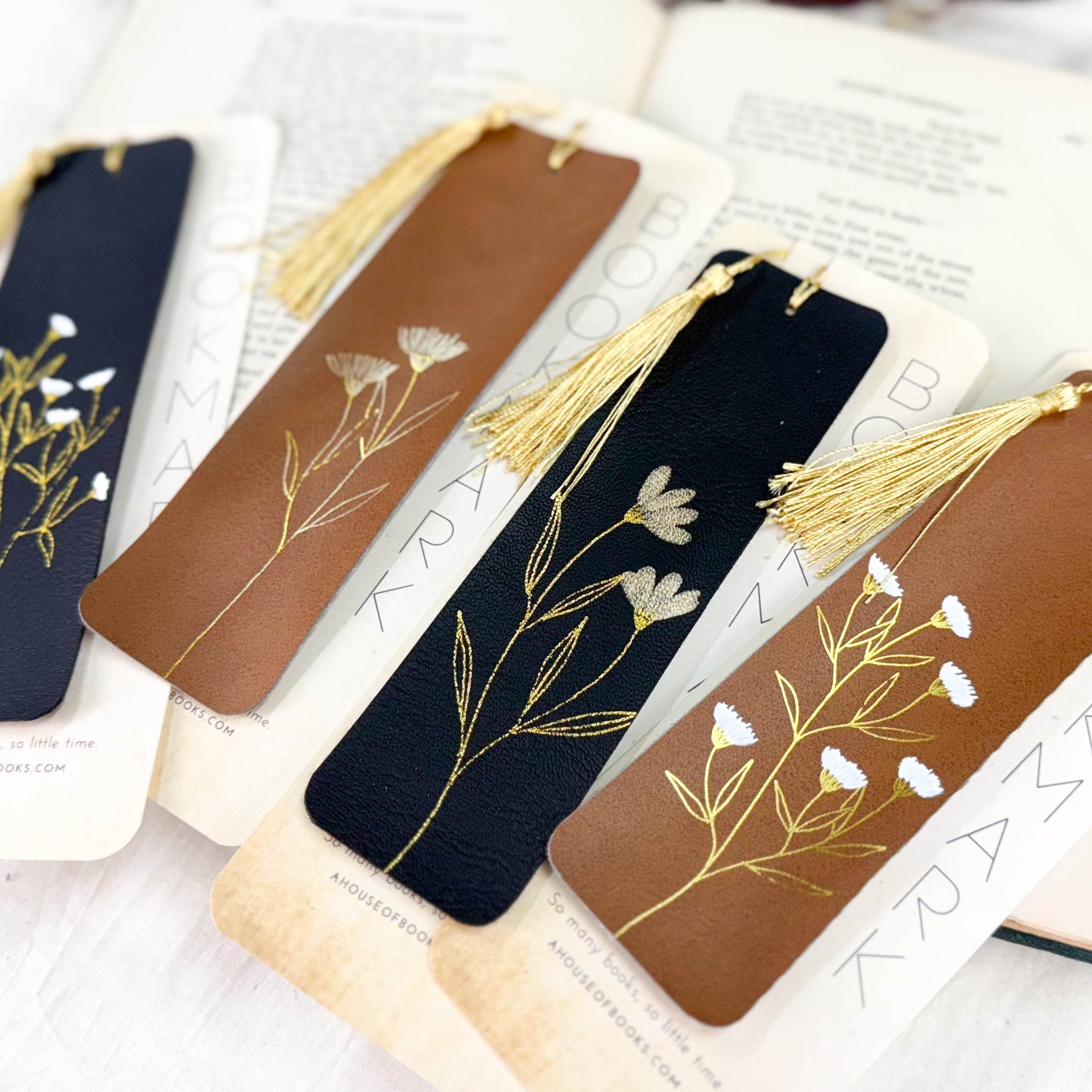 Leather Tassel Bookmarks-Floral - Concordia Style Boutique