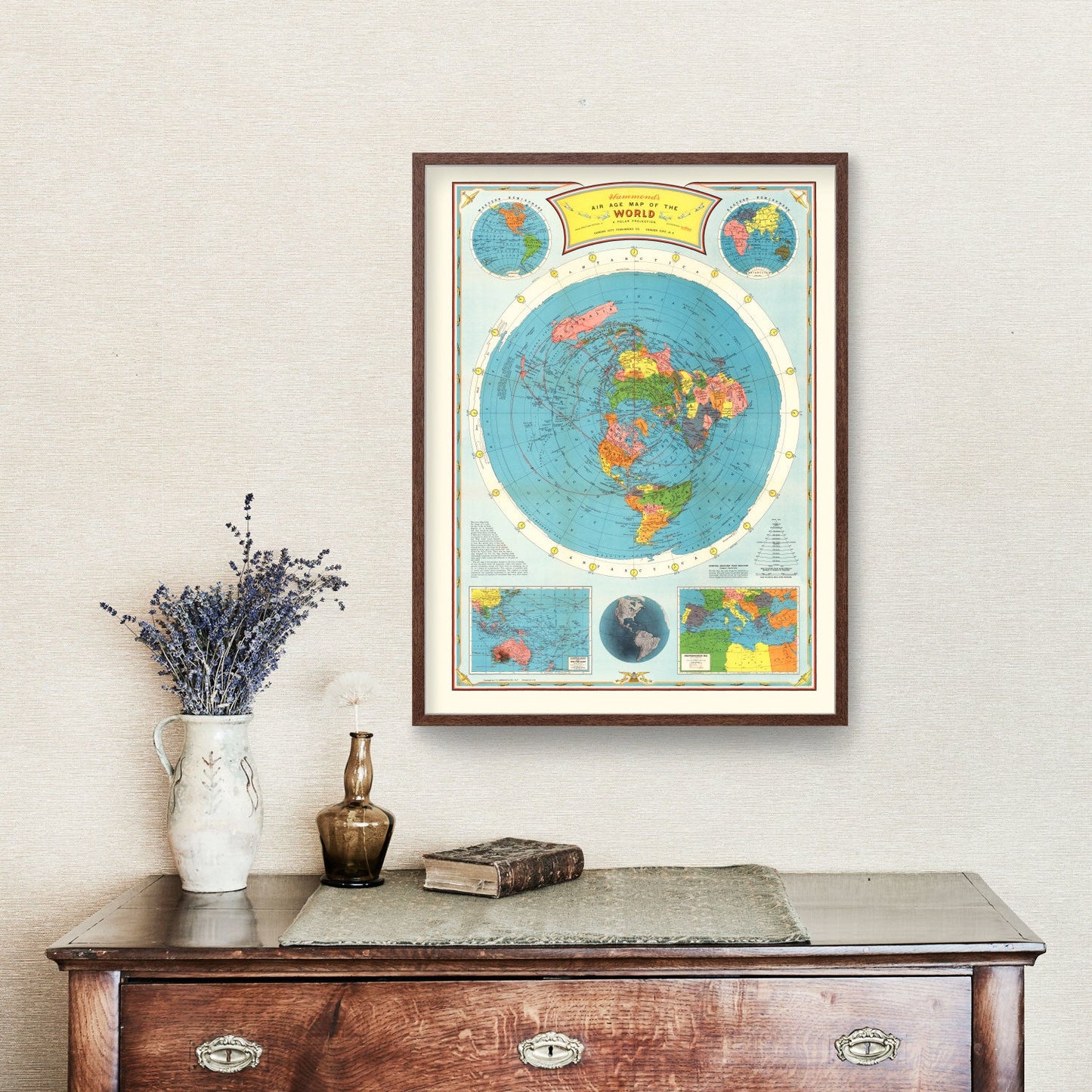 Vintage Air Age Map of The World 1946