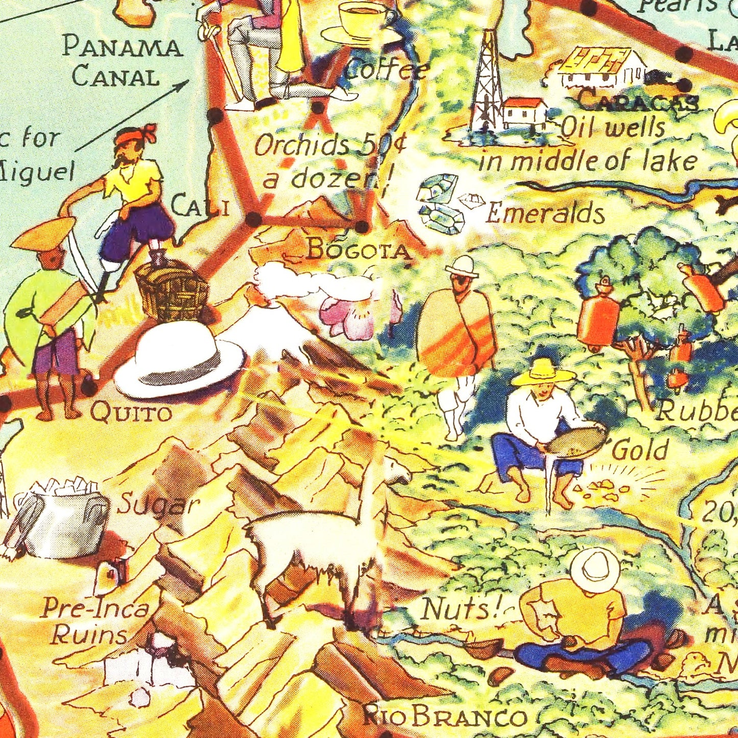 Vintage Map of Flying Clipper Ships of the Americas, 1941