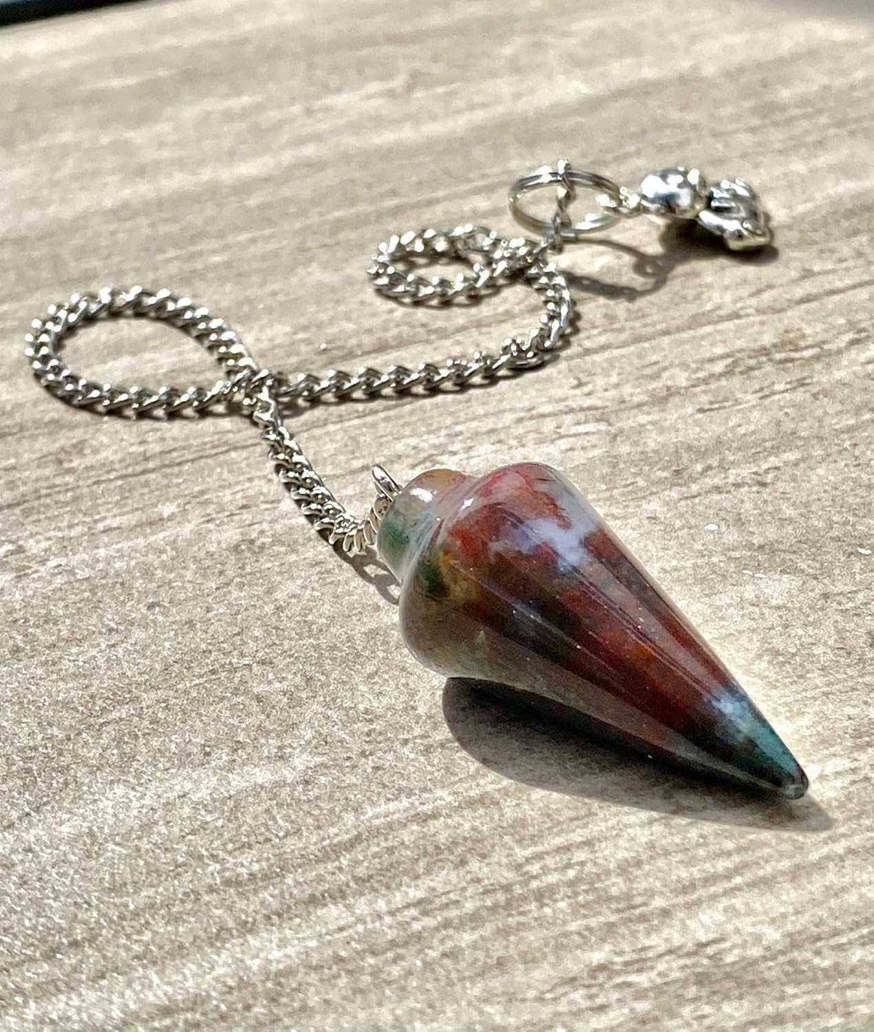 Moss Green Agate Mystical Dowsing Pendulum With Charm: Unlock Your Intuition