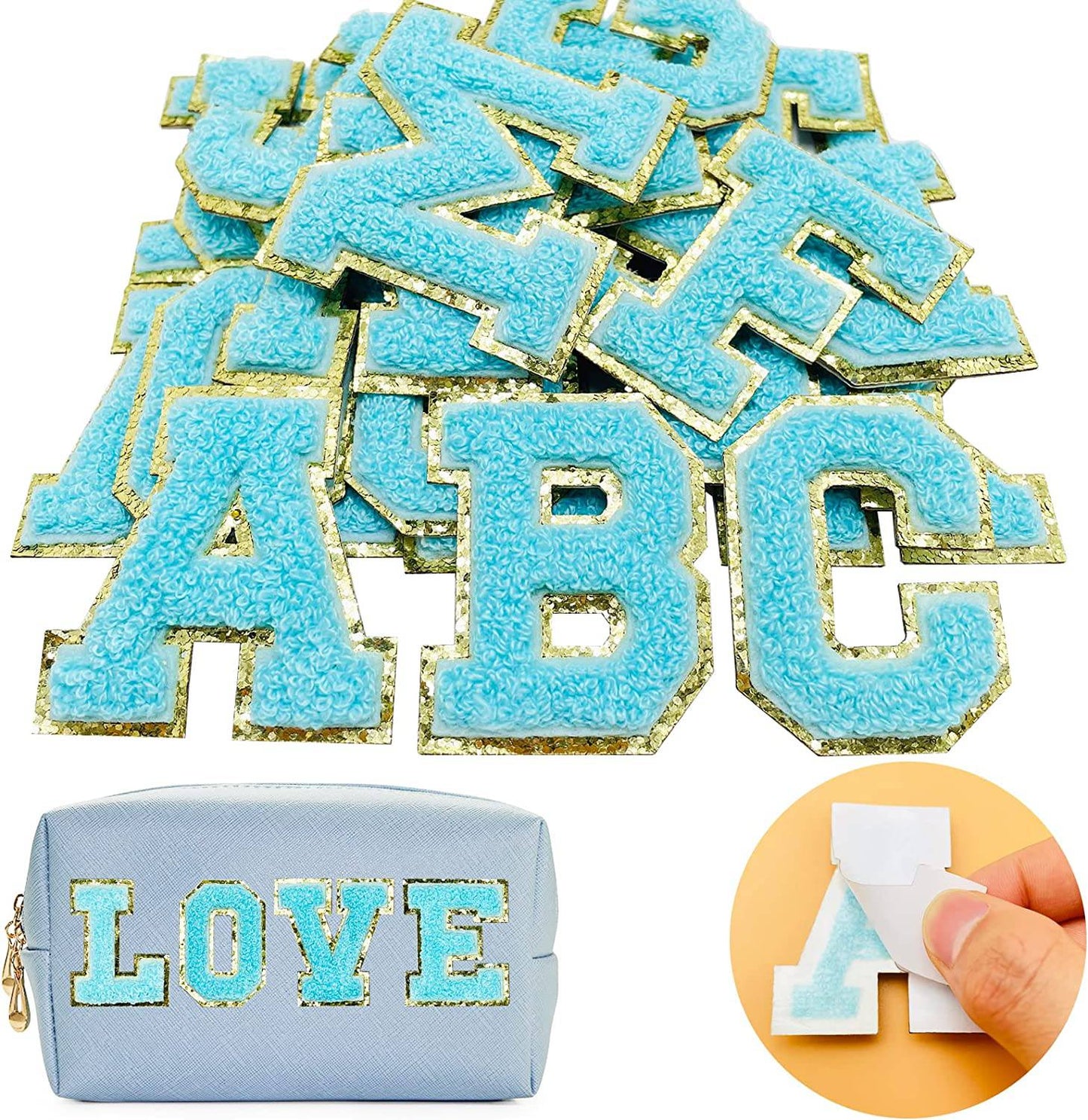 Aqua Self Adhesive Chenille Letters Patches - Concordia Style Boutique