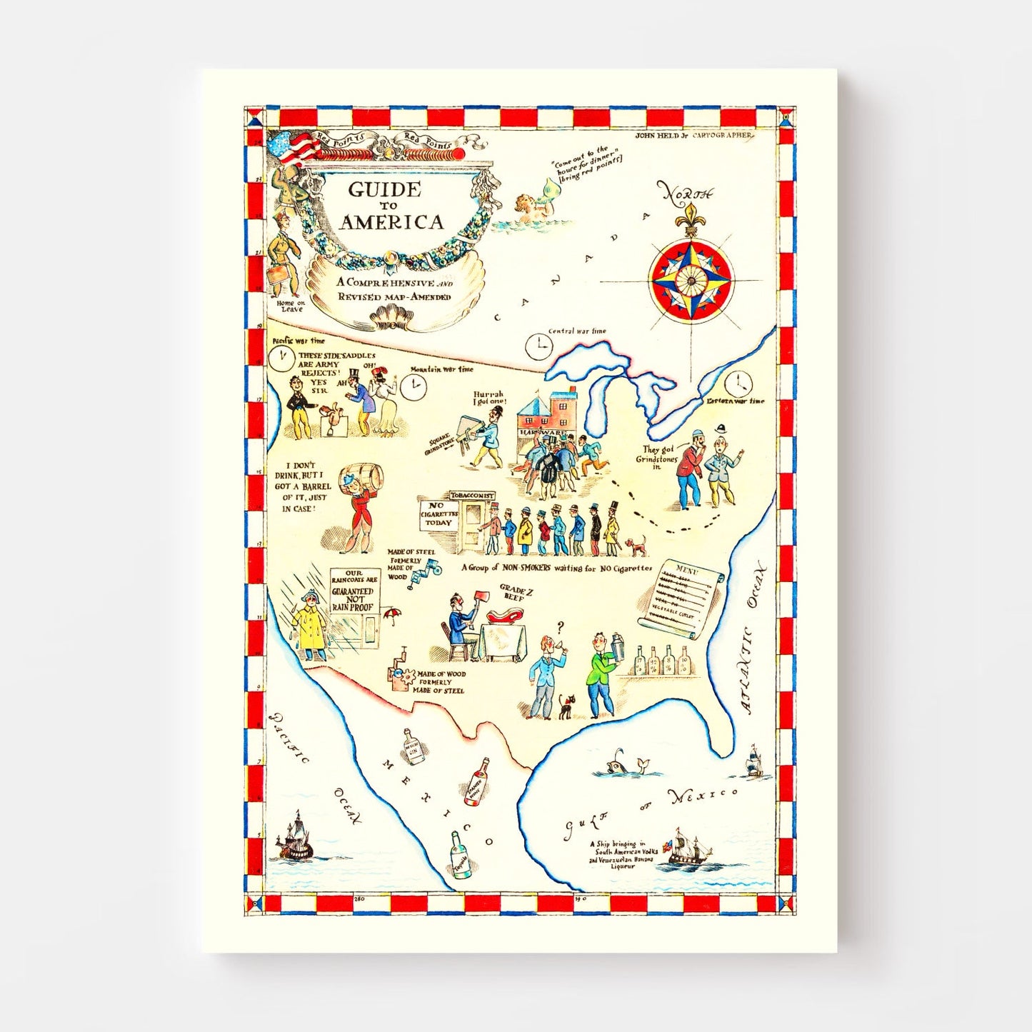 Vintage Guide to America Map, 1945