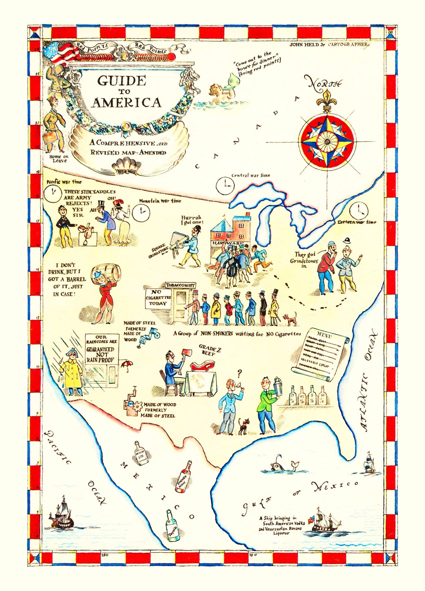 Vintage Guide to America Map, 1945