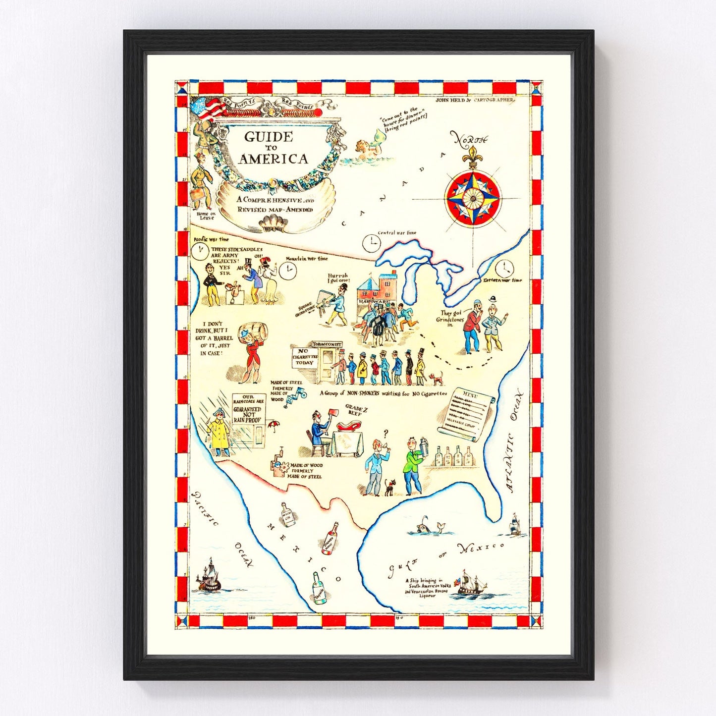 Vintage Guide to America Map, 1945