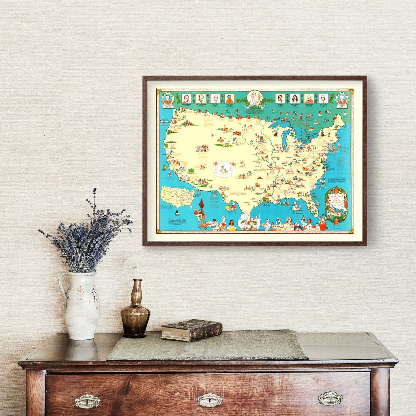 Vintage Map of Americans of Negro Lineage, 1946