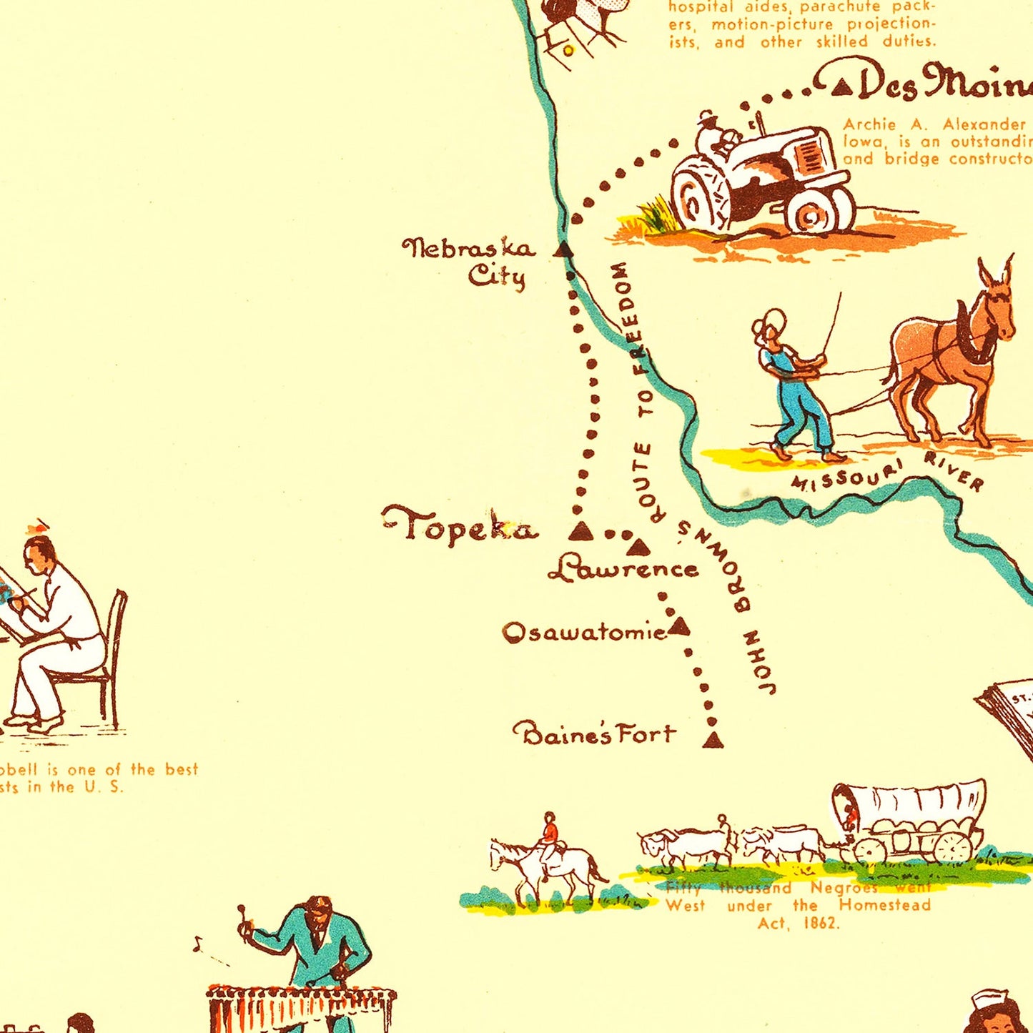 Vintage Map of Americans of Negro Lineage, 1946