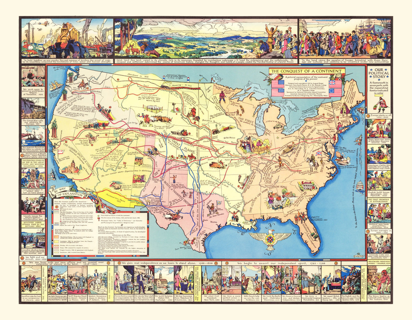 Vintage Map of America's Conquest, 1933 - Concordia Style Boutique